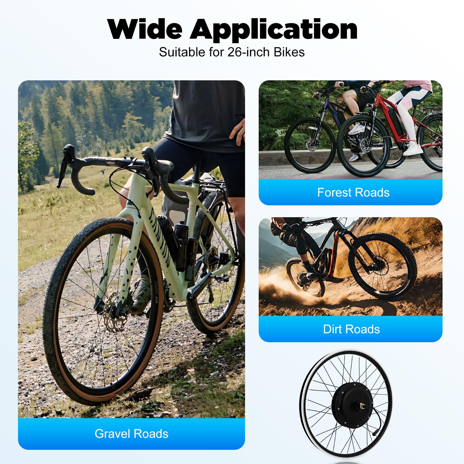 FortyFor 26" Ebike Umbausatz Kit, 48V 1500W E-Bike Elektrofahrrad Umbausatz Ebike Motor Conversion Kit für Hinterrad,Vorderrad - Image 5