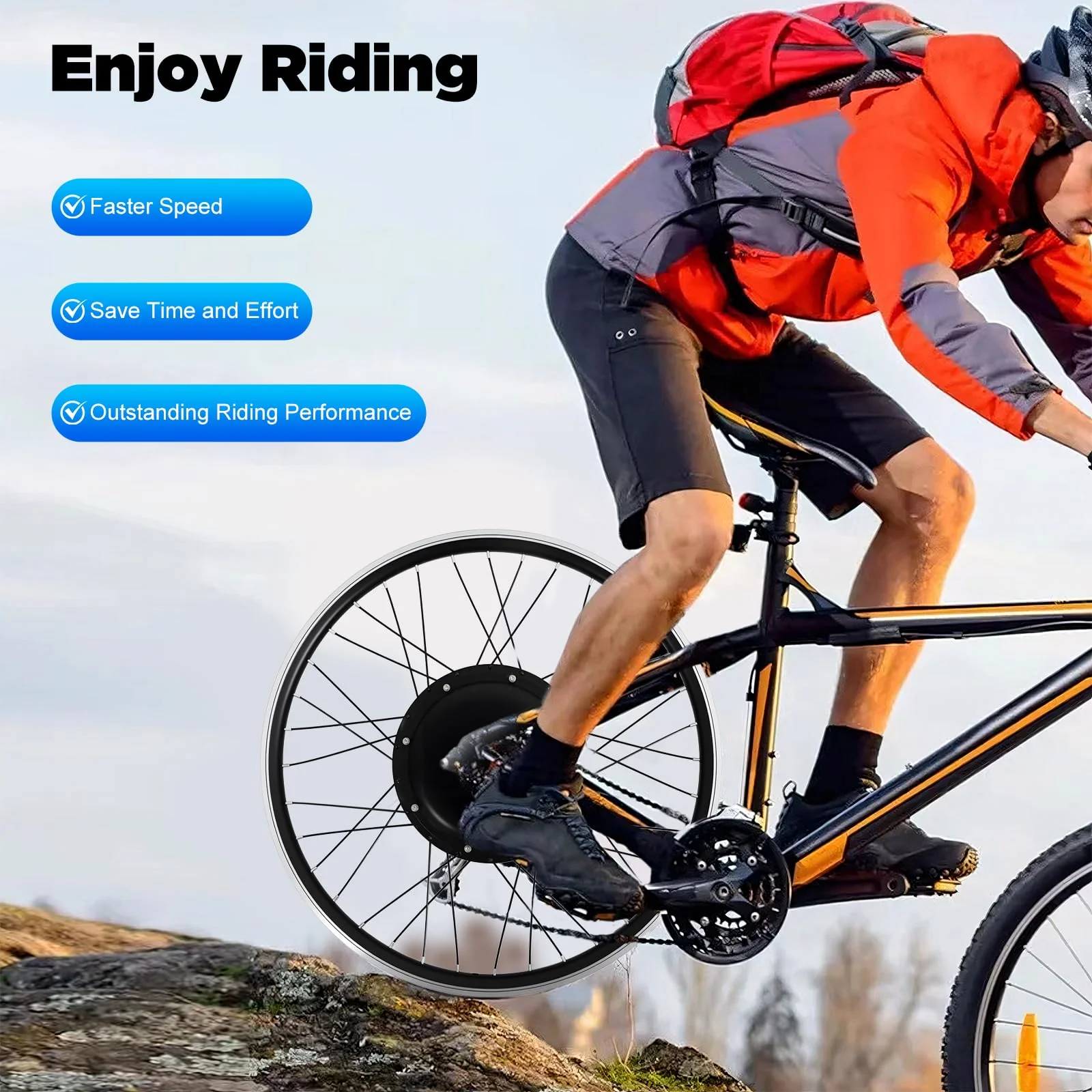 FortyFor 26" Ebike Umbausatz Kit, 48V 1500W E-Bike Elektrofahrrad Umbausatz Ebike Motor Conversion Kit für Hinterrad,Vorderrad - Image 7