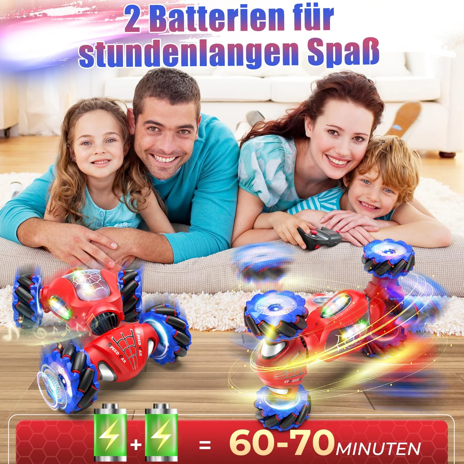 Fosgoit Ferngesteuertes Auto ab 6 7 8 9 10 Jahre Geschenk ab 6-12 Jähriger Junge Mädchen Kinder, Weihnachten Geschenke Spielzeug 4WD 2,4 GHz 360° RC Drift Stunt Auto Ferngesteuert mit Handsteuerung - Image 5