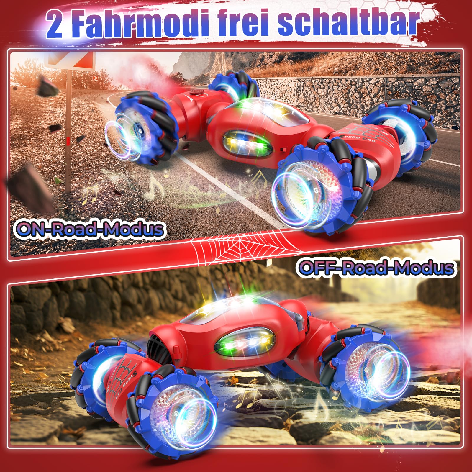 Fosgoit Ferngesteuertes Auto ab 6 7 8 9 10 Jahre Geschenk ab 6-12 Jähriger Junge Mädchen Kinder, Weihnachten Geschenke Spielzeug 4WD 2,4 GHz 360° RC Drift Stunt Auto Ferngesteuert mit Handsteuerung - Image 8