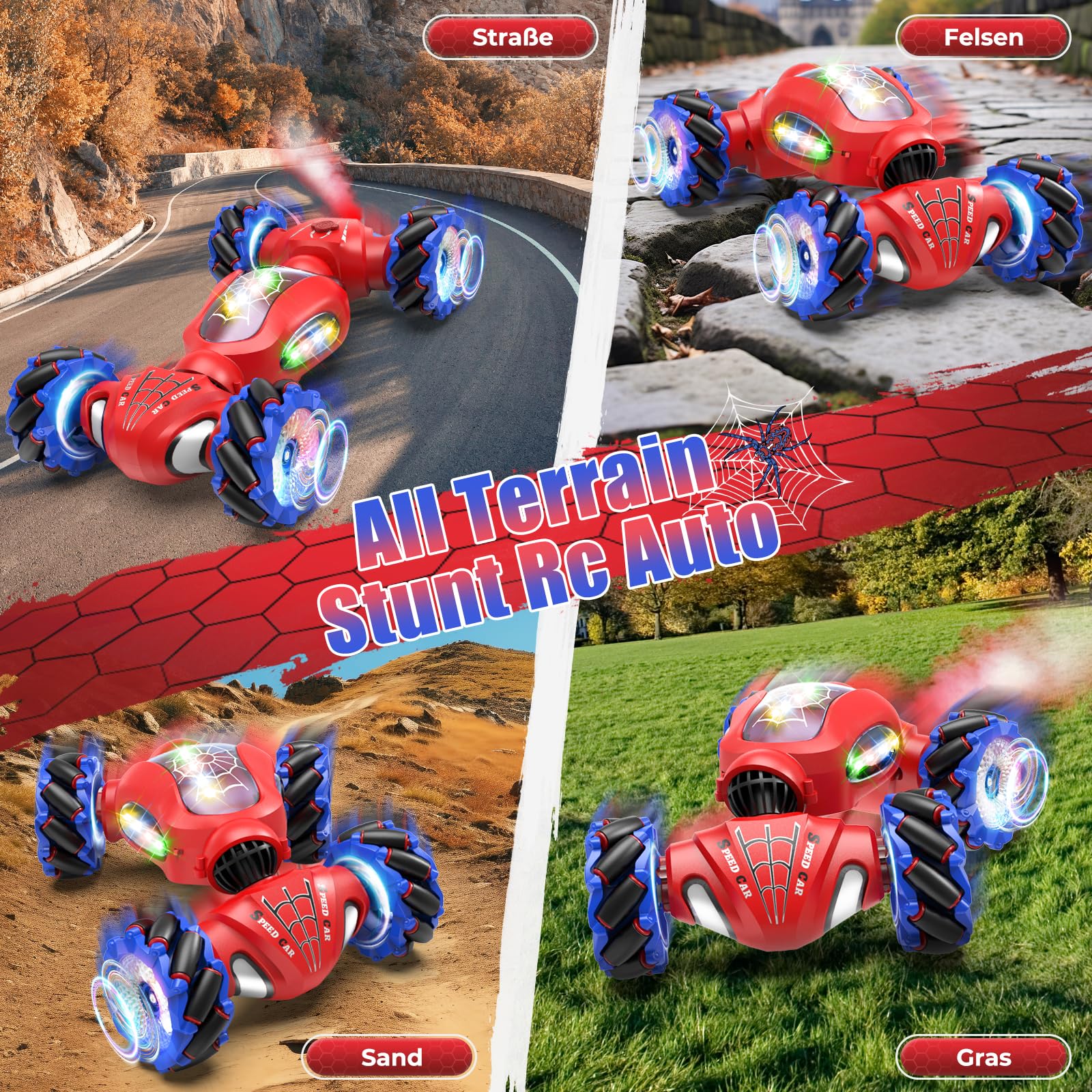 Fosgoit Ferngesteuertes Auto ab 6 7 8 9 10 Jahre Geschenk ab 6-12 Jähriger Junge Mädchen Kinder, Weihnachten Geschenke Spielzeug 4WD 2,4 GHz 360° RC Drift Stunt Auto Ferngesteuert mit Handsteuerung - Image 9