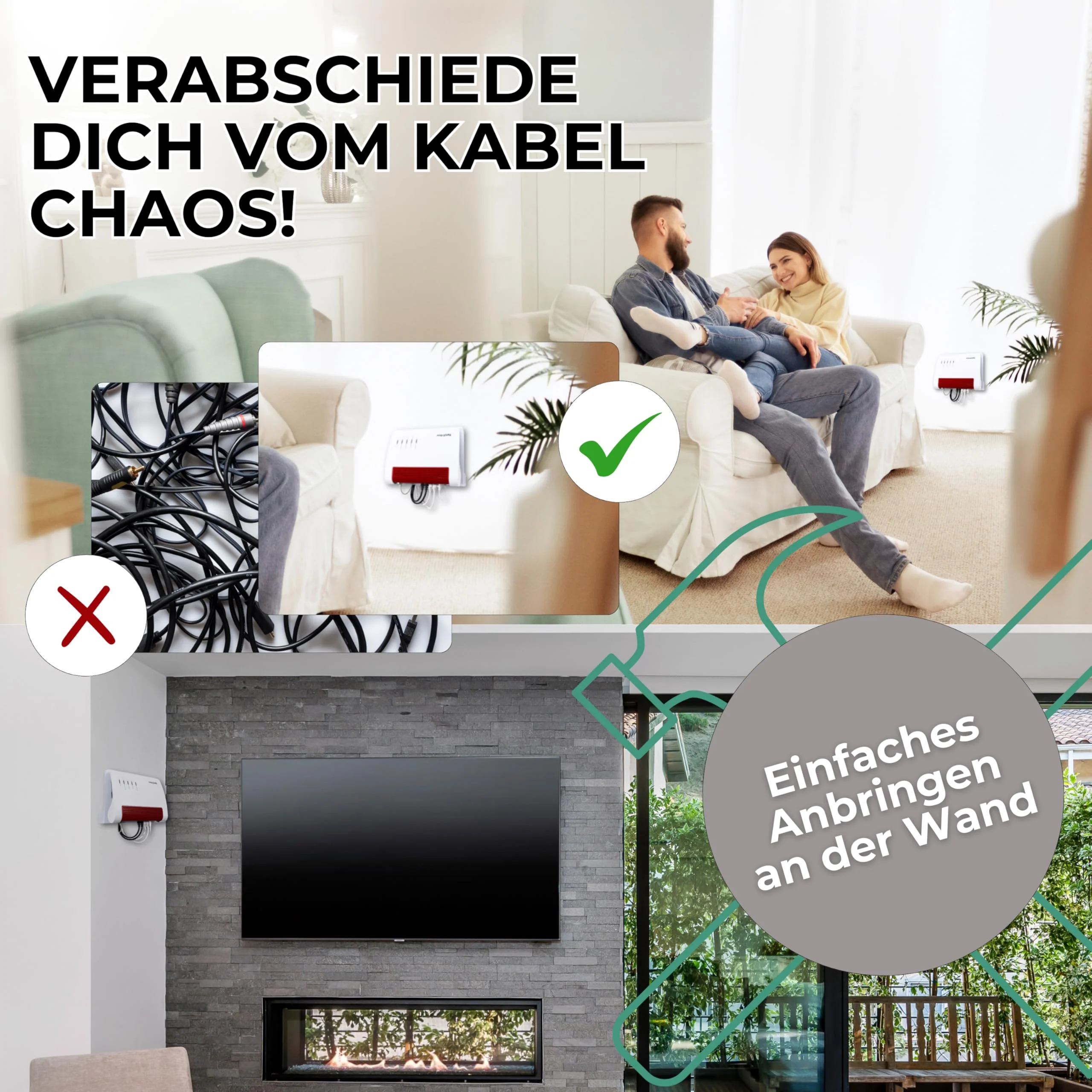 foto-kontor Wandhalterung kompatibel mit AVM FRITZBox Modem Router mit Kabelmanagement 7690 7590 7590 AX 6660 Cable 7530 5530 8850 6850 6660 6890 7490 weiß - Image 6
