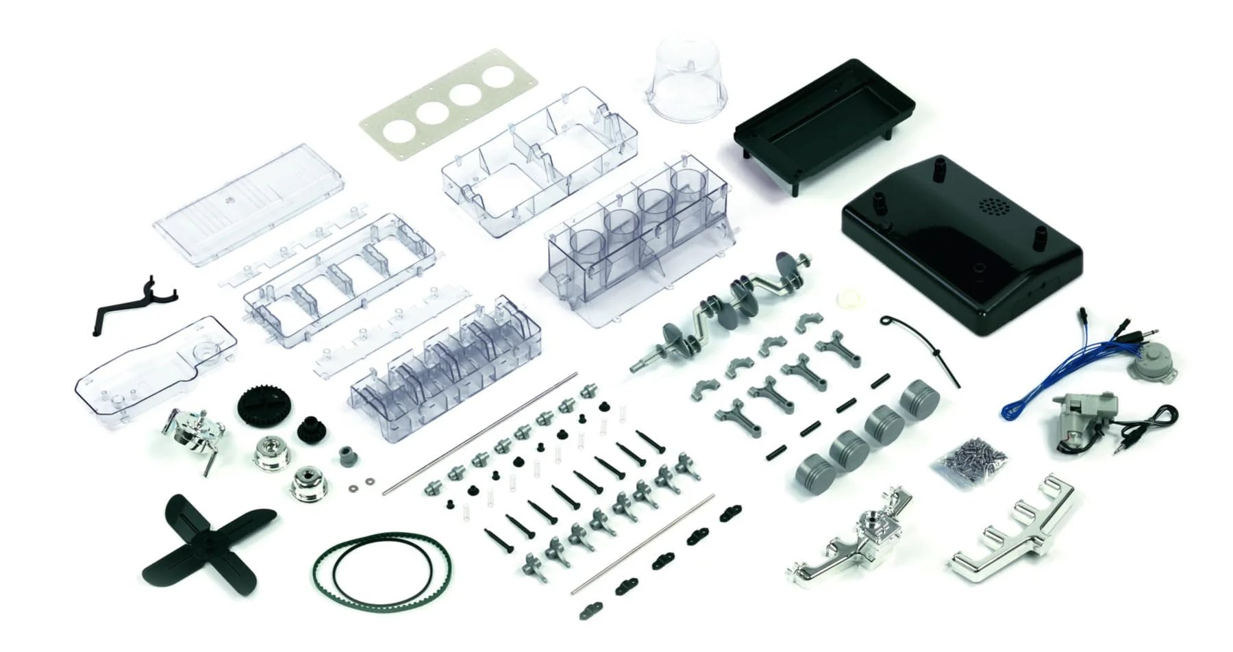 Franzis 67175 - Der große Technikbausatz 4-Zylinder-Motor, hochwertiger Modell-Bausatz im Maßstab 1:3, 100 Bauteile zum Stecken und Schrauben, inkl. Soundmodul, Anleitung und Begleitbuch - Image 3