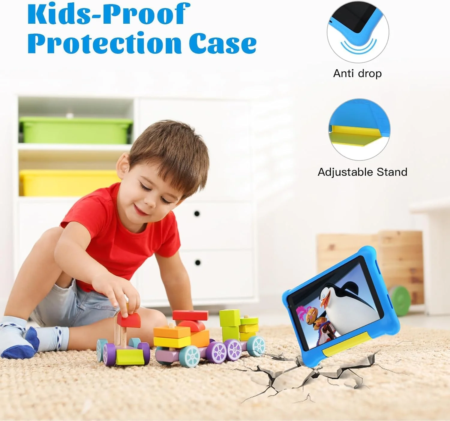 Freeski Tablet für Kinder, 7 Zoll Tablets für Kinder, Android 13 Tablet, 5GB+32GB, IPS HD, WiFi, Bluetooth, Dual Camera, Child Safety, Schutzhülle (Blau) - Image 4