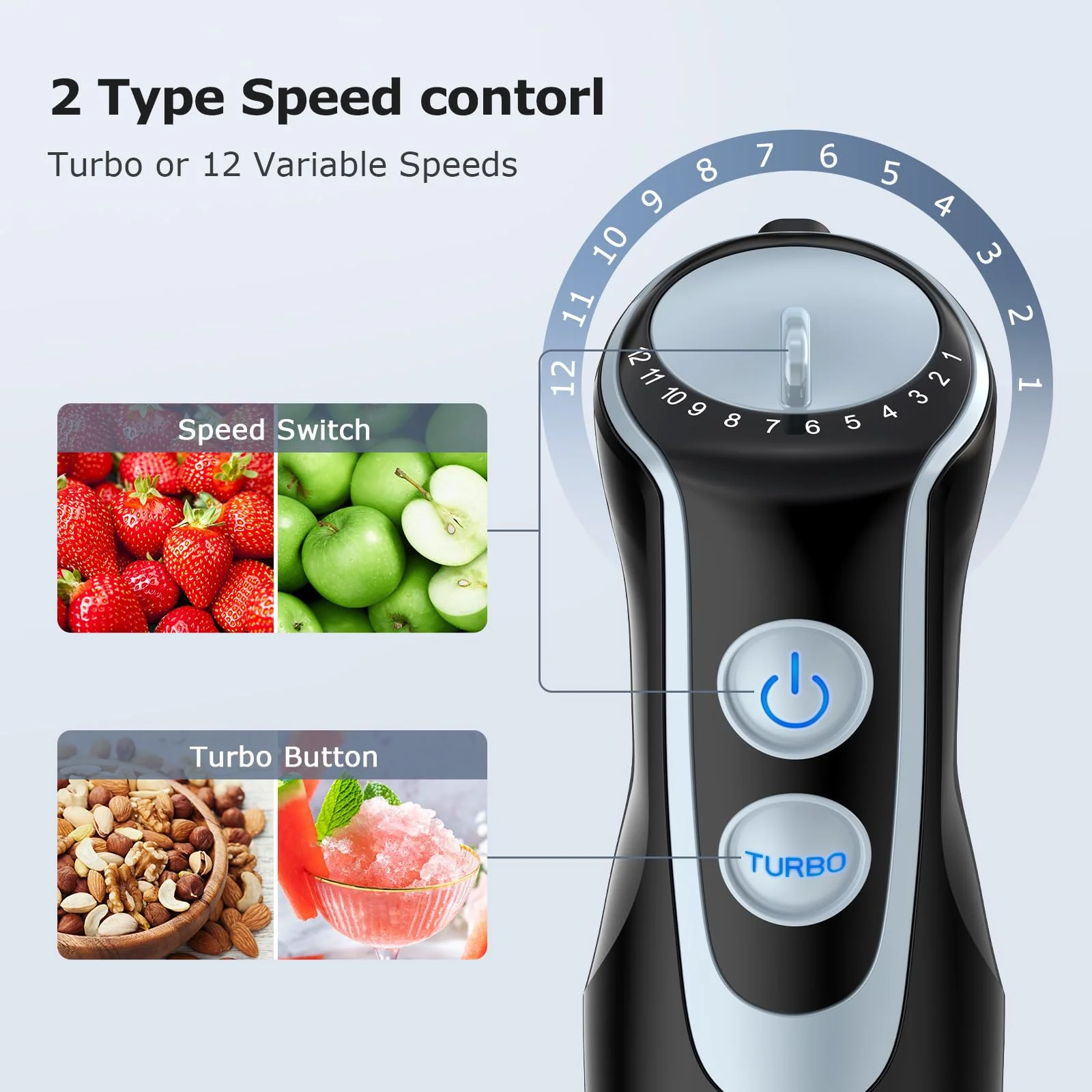 FRESKO 4-in-1 Stabmixer Edelstahl, 1000W Pürierstab mit 12 Geschwindigkeiten und Turbo-Modi, Inklusive Schneebesen, 500ml Lebensmittelhacker und 700ml Messbecher, für Babynahrung, Suppe, Smoothies - Image 8