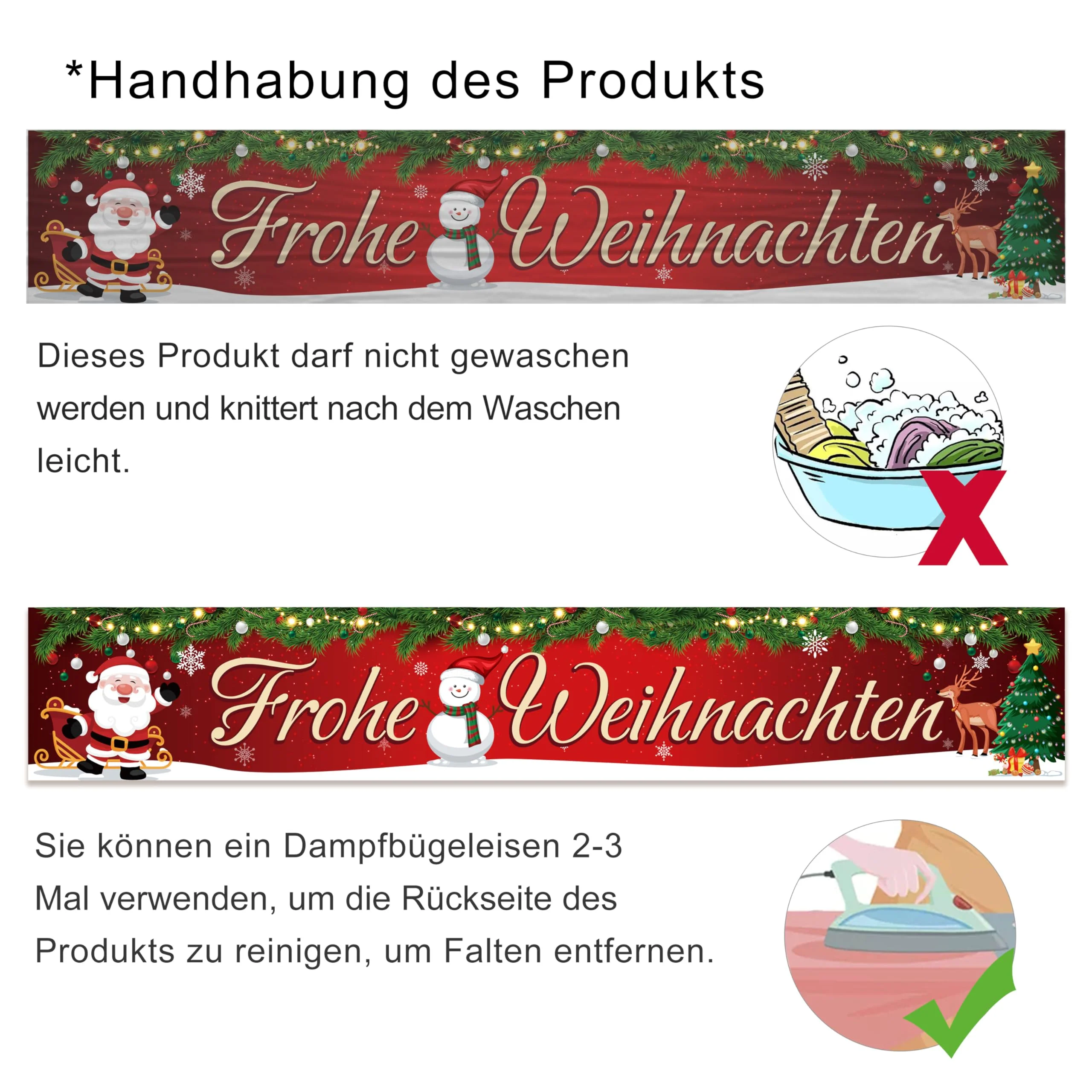 Frohe Weihnachten Banner, Weihnachtsbanner Outdoor Indoor, Merry Christmas Banner, Weihnachts Türdeko für Weihnachtsfeier Deko, Neujahr Party 300 * 50cm - Image 4