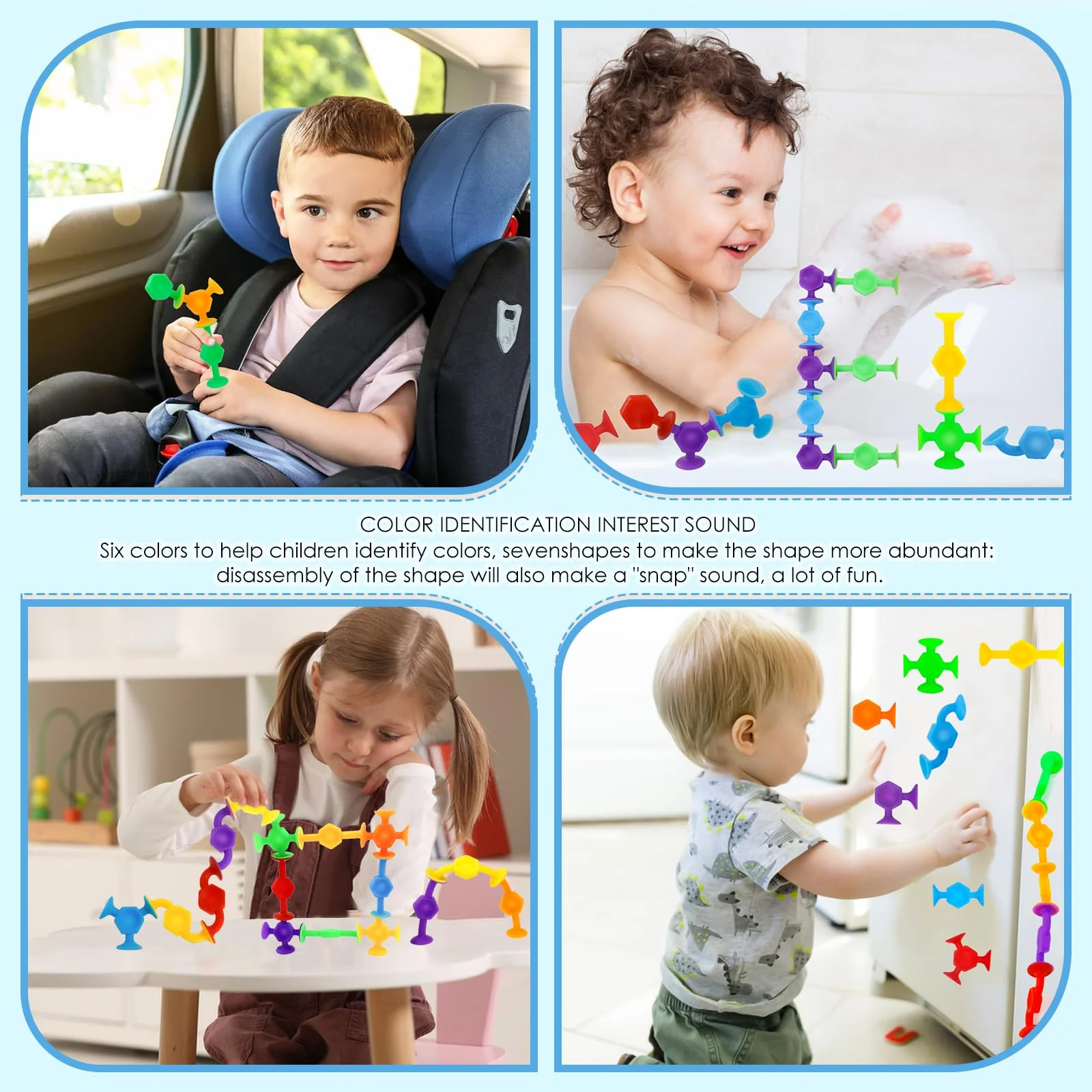 FSWWSF 48 Stück Saugnapf Spielzeug Kinder Silikon Badewannenspielzeug Montessori Ab 3 Jahre Reise Autismus Sensorik Bausteine - Image 3