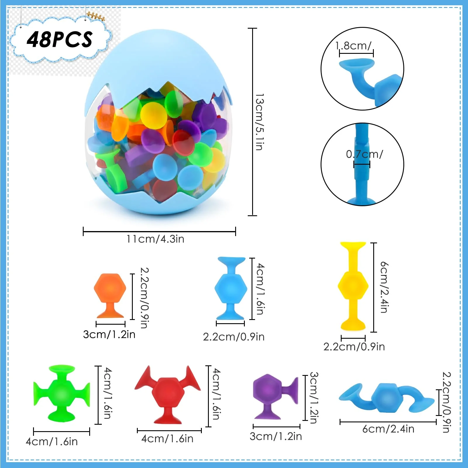 FSWWSF 48 Stück Saugnapf Spielzeug Kinder Silikon Badewannenspielzeug Montessori Ab 3 Jahre Reise Autismus Sensorik Bausteine - Image 7