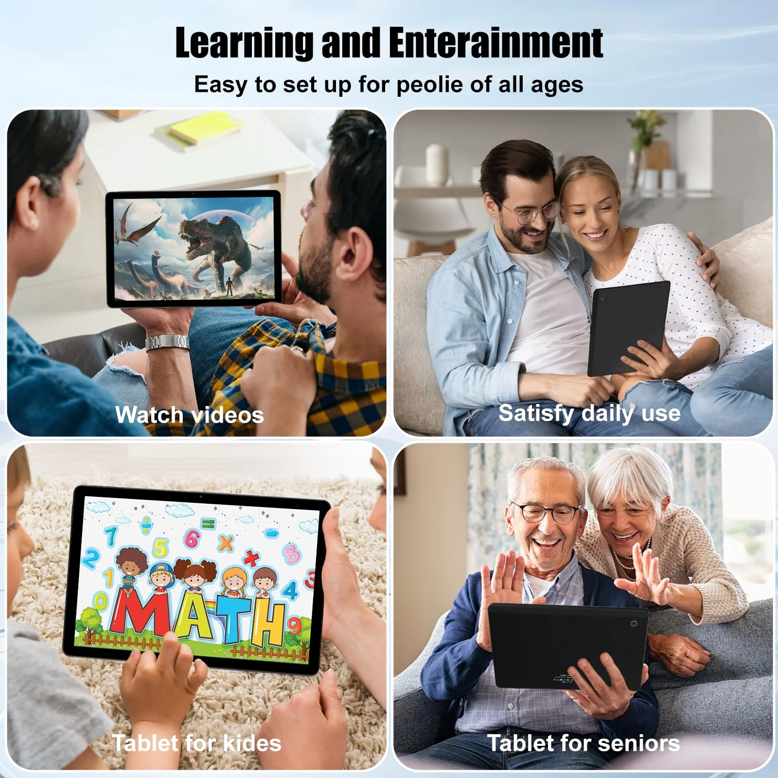 Fullant Tablet 11 Zoll, Android 14 Tablet with Octa Core 2.0GHz Prozessor, 10GB RAM 128GB ROM 1TB TF, 5G+2.4G WiFi 6, 8+5MP Dual Kamera, 6800mAh Akku, Bluetooth 5.0 (Schwarz) - Image 2