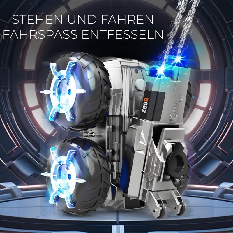 funnykid 3-in-1 RC Panzer 4WD Amphibienfahrzeug mit Wasserkanonen, LED-Lichtern & 2 Akkus (45+ Min Laufzeit) – Ferngesteuertes Auto für Kinder 6 7 8 9 10 11 12, Geländewagen für Land & Wasser - Image 5