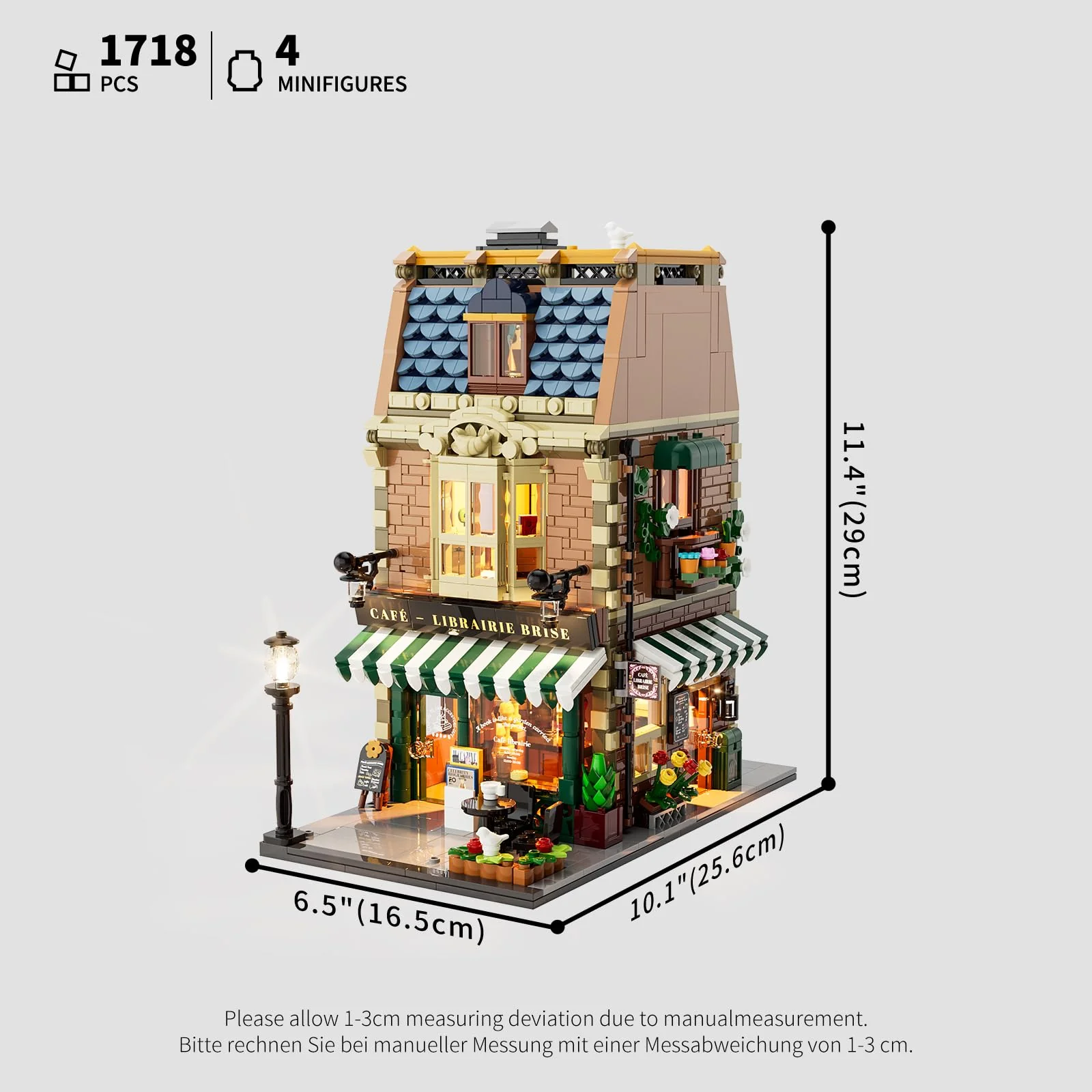 Funwhole Buchcafé Beleuchtetes Baukasten Set - Stadtkaffeehaus LED Licht Modularer BAU Modellsets 1718 Stücke für Erwachsene und Jugendliche - Image 2