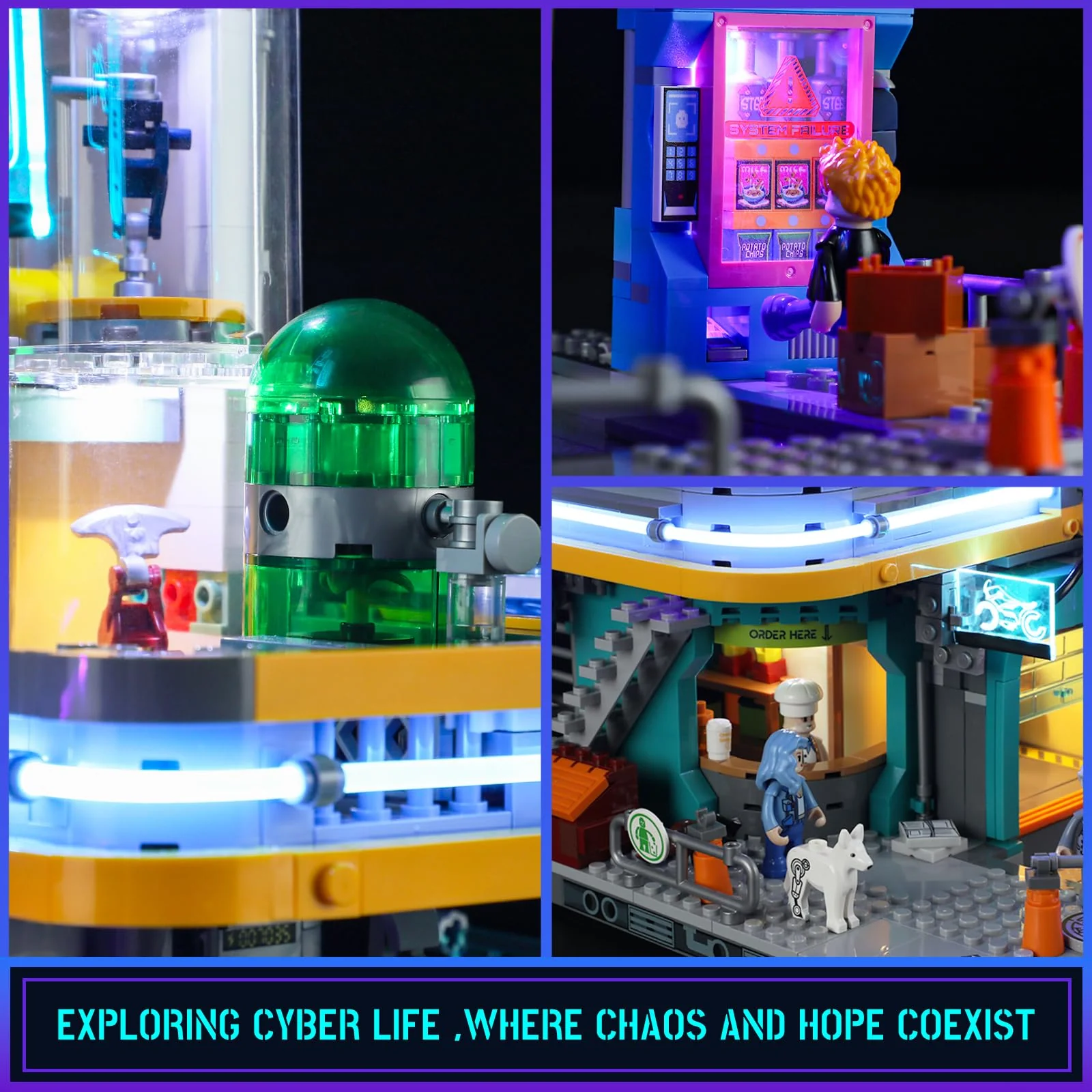FUNWHOLE Cyberpunk-Villa Beleuchtetes Baustein-Set – 2524 Teile Zukunftsstadt-Modulgebäude Bausatz, Ideales Ausstellungsstück für Erwachsene und Sci-Fi-Fans - Image 5