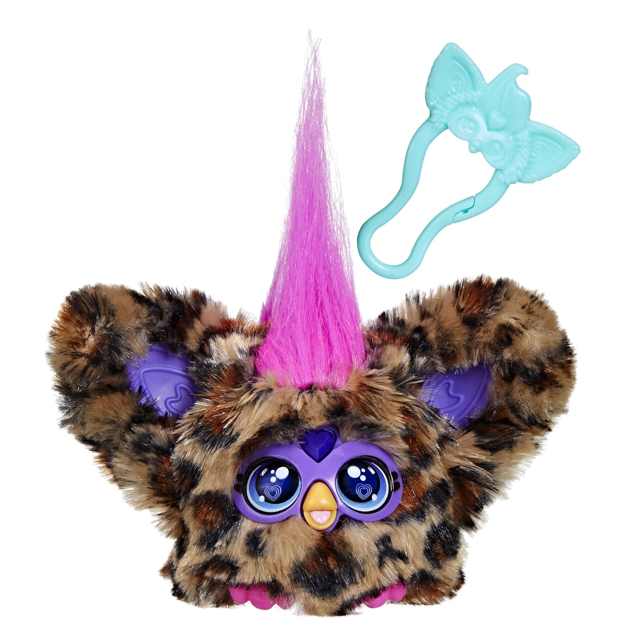 Furby Furblets Chee-Chee, elektronisches Plüschtier als gefleckter Gepard, Stofftier für Kinder ab 6 Jahren mit Musik und Geräuschen und Schlüsselanhänger, spricht Furbisch und bewegt Sich