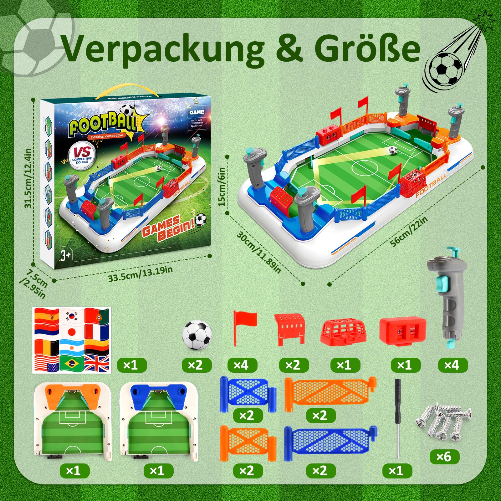 Fussball Geschenke Jungen,Tischkicker Kinder Geschenk Junge 5 6 7 8 9+ Jahre Spielzeug Tischfussball Kinder Airhockey Tisch Kinder Spielzeug Flipperautomat Kicker Flipper Spiel Brettspiele Fußball - Image 3