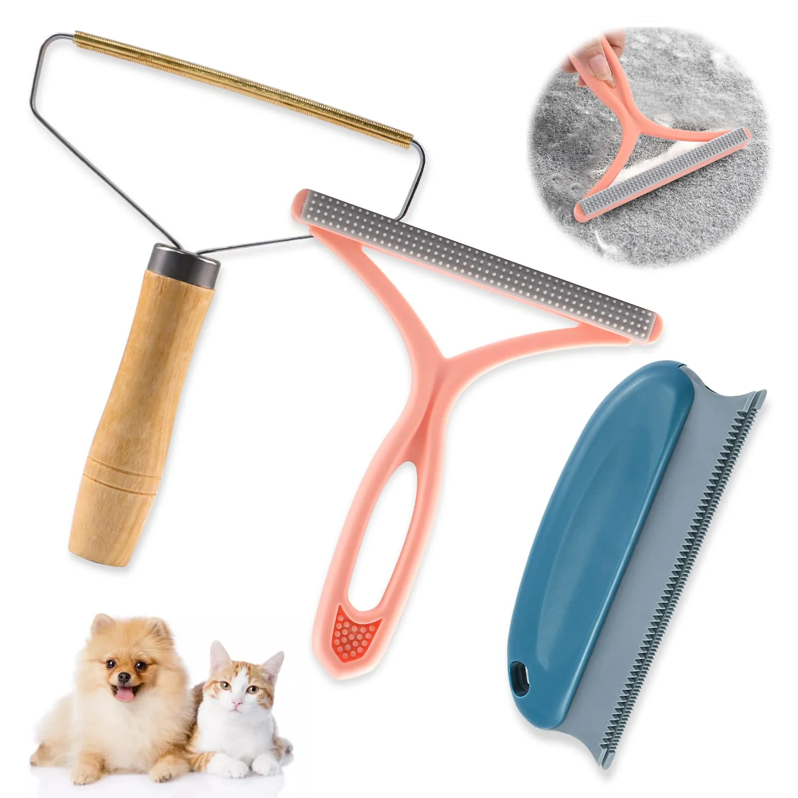 Fusselentferner 3 Stück Tierhaarentferner Katzenhaarentferner Fusselbürste Kleiderbürste für Teppich Kleidung Sofa Gewebte Mäntel Hundehaare Katzenhaare Bett - Image 3
