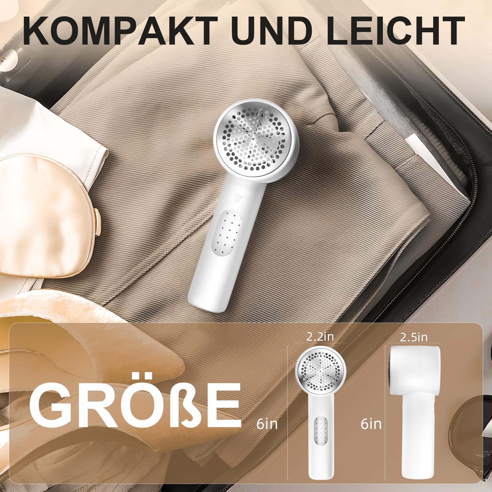 Fusselentferner, Elektrischer Stoffrasierer, Wiederaufladbarer Fusselrasierer, Pullover-Entfussler zur Entfernung von Fusseln, Batteriebetrieben,mit 6 Klingen und 3 Geschwindigkeiten sowie LED-Anzeige - Image 6