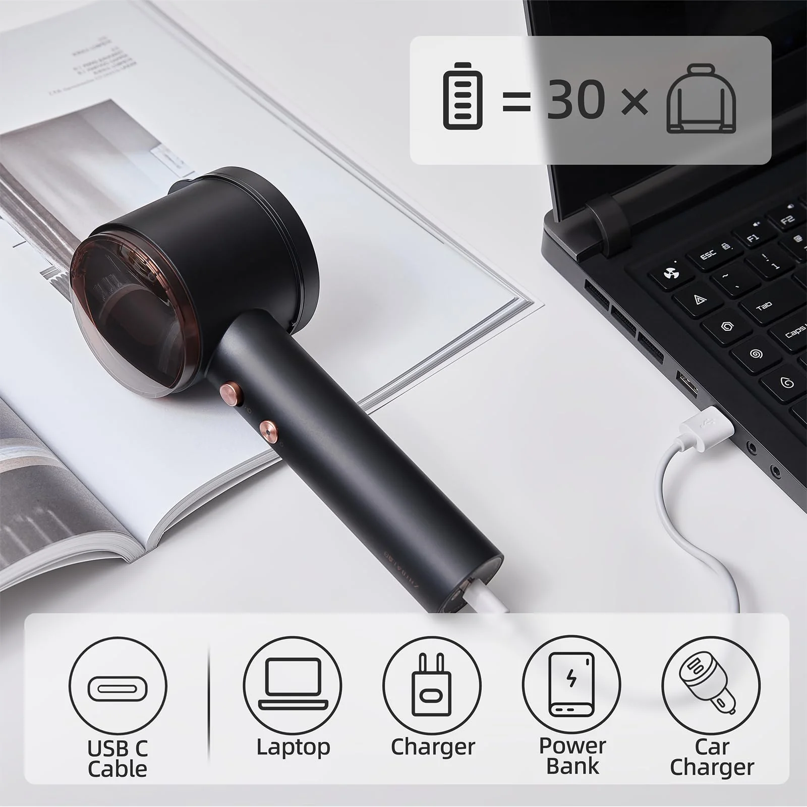 Fusselrasierer Elektrisch, USB Wiederaufladbar elektrischer Fusselentferner mit 5- Höheneinstellungen,fuselrasier Entfernen von Fleece Fuzz, Pillen, Bobbles für Kleidung, Möbel(Zwei Ersatzklingen) - Image 5