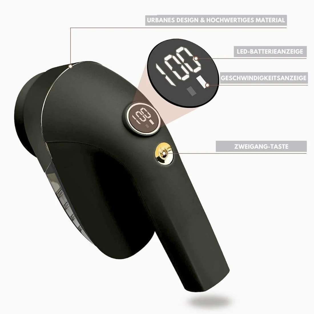 Fusselrasierer Elektrisch WiredLux, USB Wiederaufladbarer Fusselentferner für Kleidung, 2 Anpassbare Gitterabdeckungen, LED-Anzeige, Entfussler Elektrisch mit Doppeltem Schutz, Zubehör Inklusive - Image 3