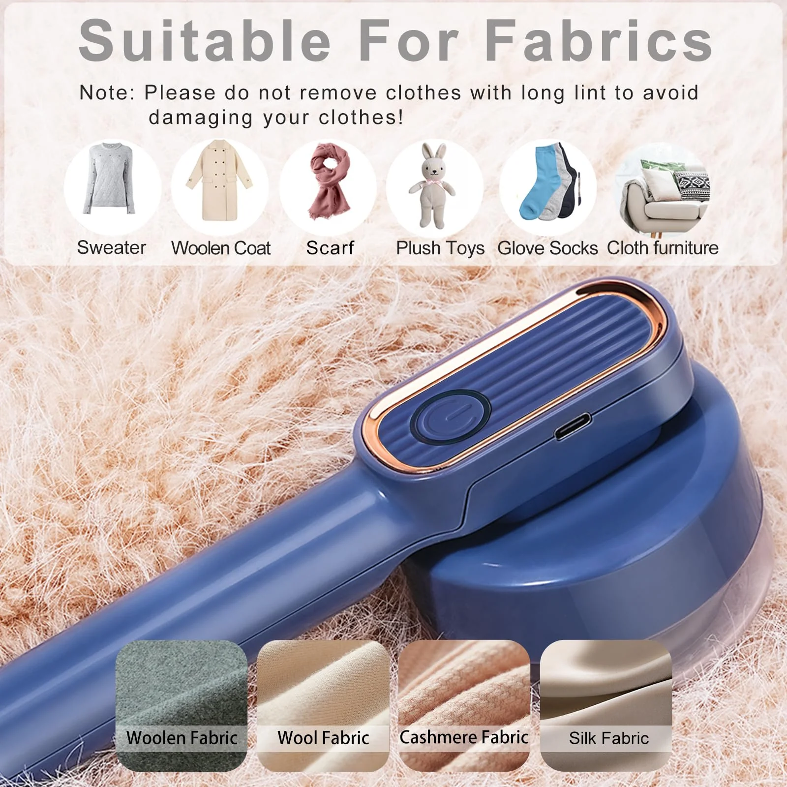 Fusselrasierer,Fusselentferner Stoffrasierer, Elektrischer Wackelentferner für Kleidung, USB-Aufladung, Flusenentferner, Pullover-Rasierer mit 2 Ersatzköpfen für Kleidungsstoffe - Image 2