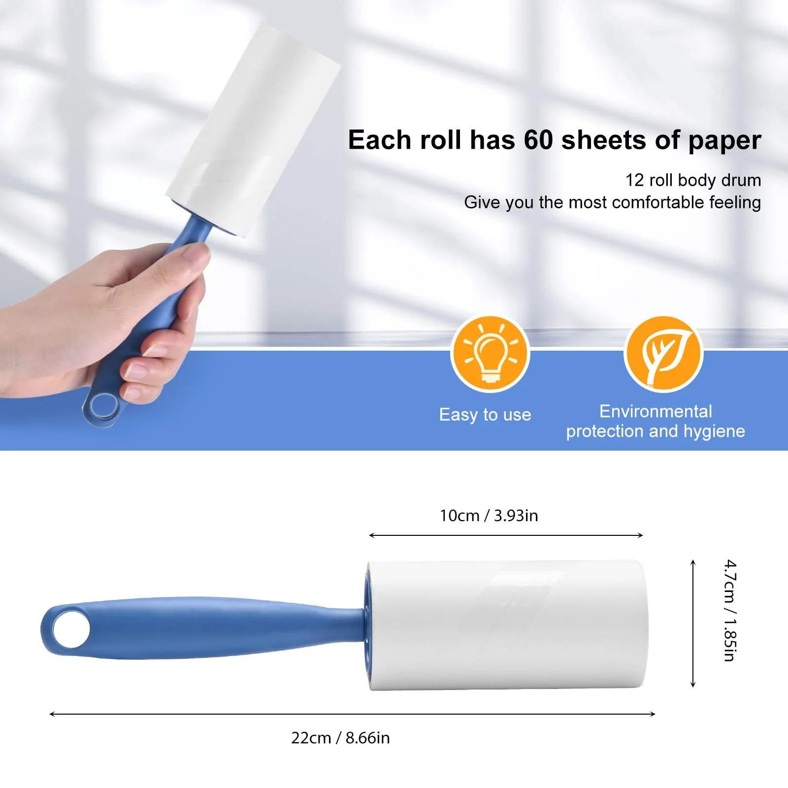 Fusselrolle, Extra klebrige Lint Roller zur Entfernung von Fusseln und Tierhaaren von Kleidung, Haaren, Katzenhaaren, Hundehaaren - 60 Blatt/Rollen (12 Rollen mit 2 Abroller) - Image 6