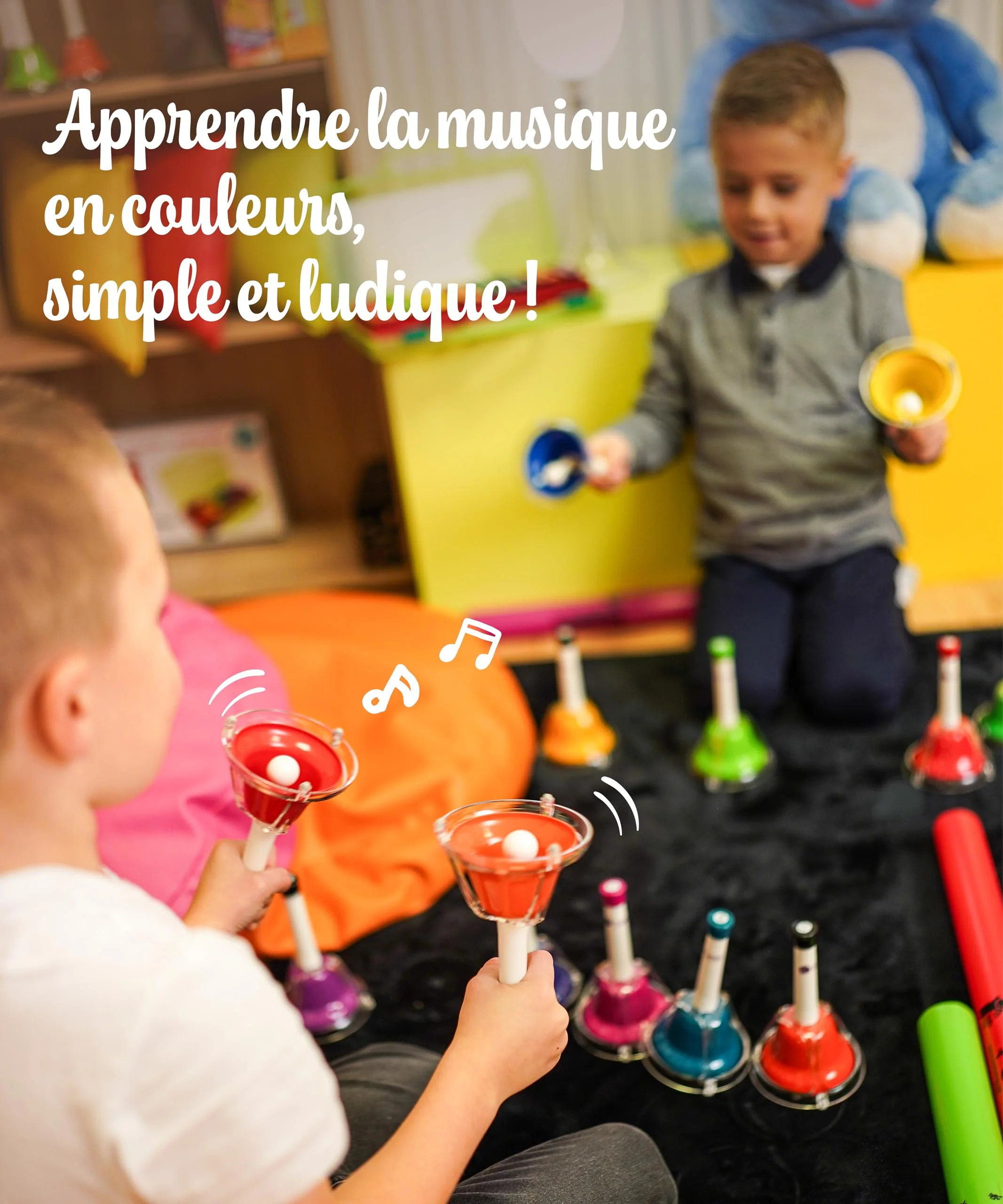 Fuzeau – 8 bunte Musikglocken für Kinder – ab 3 Jahren – Musikinstrument, pädagogisch, spielerisch zum Erwachen der Musik – Erste Melodien – zum Schütteln oder Schlagen – Ref 70608 - Image 6