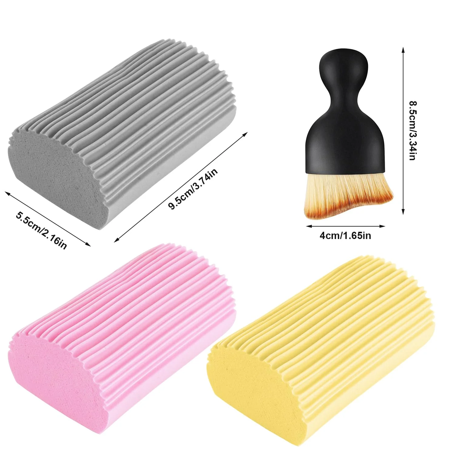 FYSL 3 Magischer Staubreinigungsschwamm & 1 Staubentfernungsbürste, Damp Duster Schwamm, Staubschwämme wiederverwendbar, Staubschwamm für Holzjalousien, Heizkörper, Fußleisten, Spiegel - Image 5