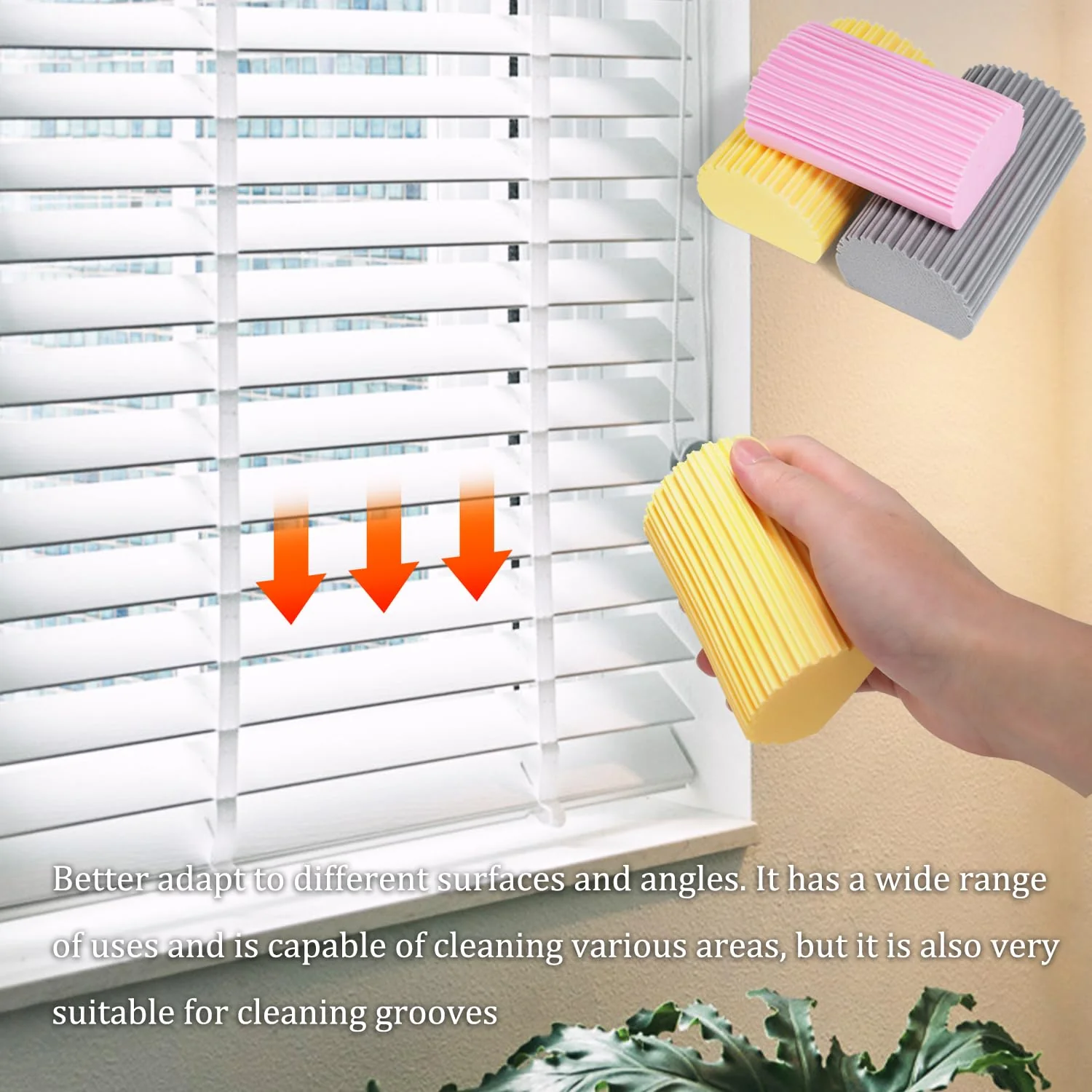 FYSL 3 Magischer Staubreinigungsschwamm & 1 Staubentfernungsbürste, Damp Duster Schwamm, Staubschwämme wiederverwendbar, Staubschwamm für Holzjalousien, Heizkörper, Fußleisten, Spiegel - Image 7