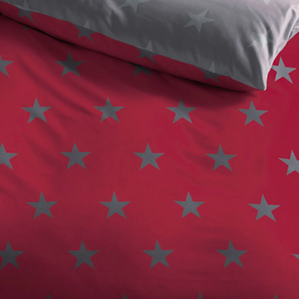 G BETTWARENSHOP kuschelig weiche Biber Bettwäsche Stars Rubin aus 100% Baumwolle mit Reißverschluss - ideal für den Winter 155x220 cm + 80x80 cm - Image 7