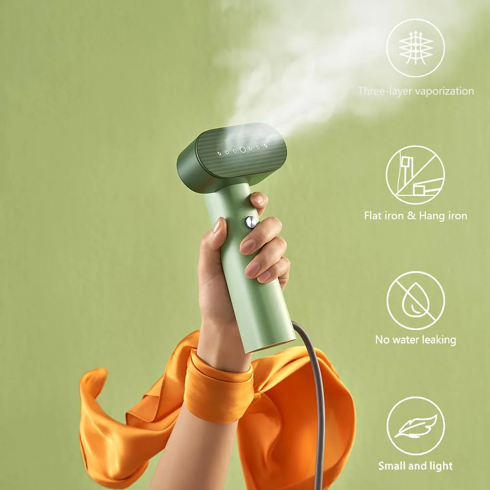 G6 2-in-1-Hand-Dampfgarer für Kleidung und Bügeleisen für Kleidung, nur 0,7 Pfund leicht, 10 Minuten kontinuierlicher Dampf, 900 W leichter Dampfgarer für Reisen und Zuhause Grün - Image 7