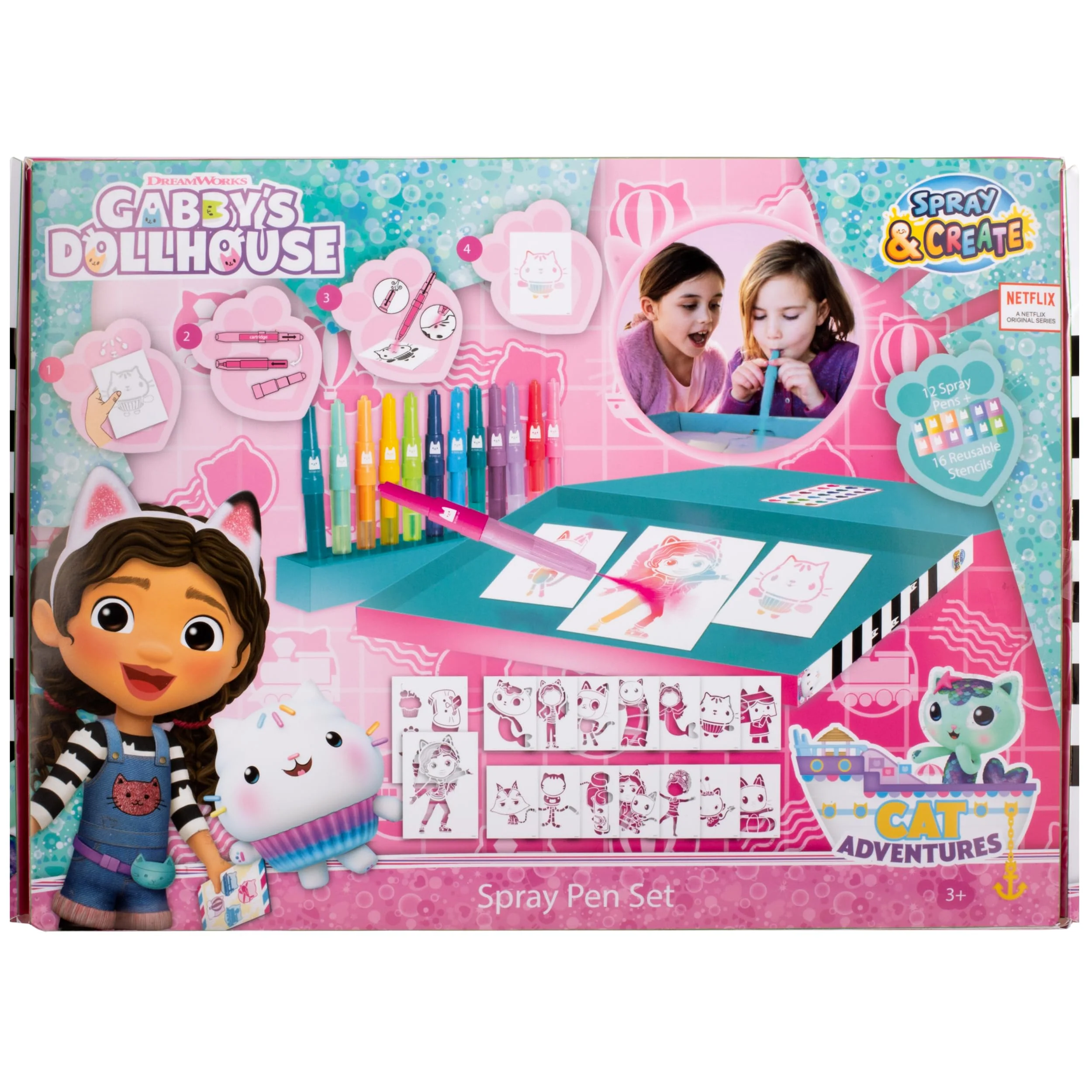 Gabby’s Dollhouse - Sprühstift-Set Desktop Box - Malstifte für Kinder - Malset mit Buntstiften und Malvorlagen (GD23368) - Image 4