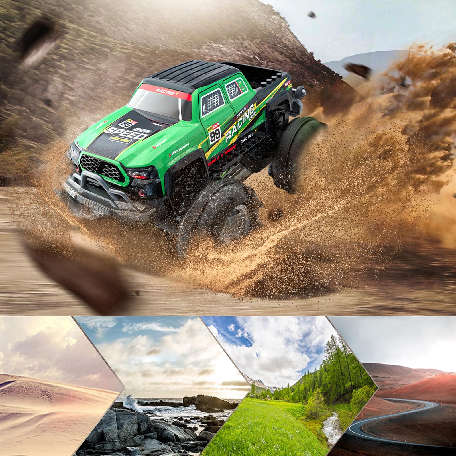 Gaeymy Amphibisches Ferngesteuertes Auto, 1:18 RC Auto Wasserdicht mit Gestensensor und LED Licht, 2,4 GHZ 4WD 360° Drift für Kinder - Image 3