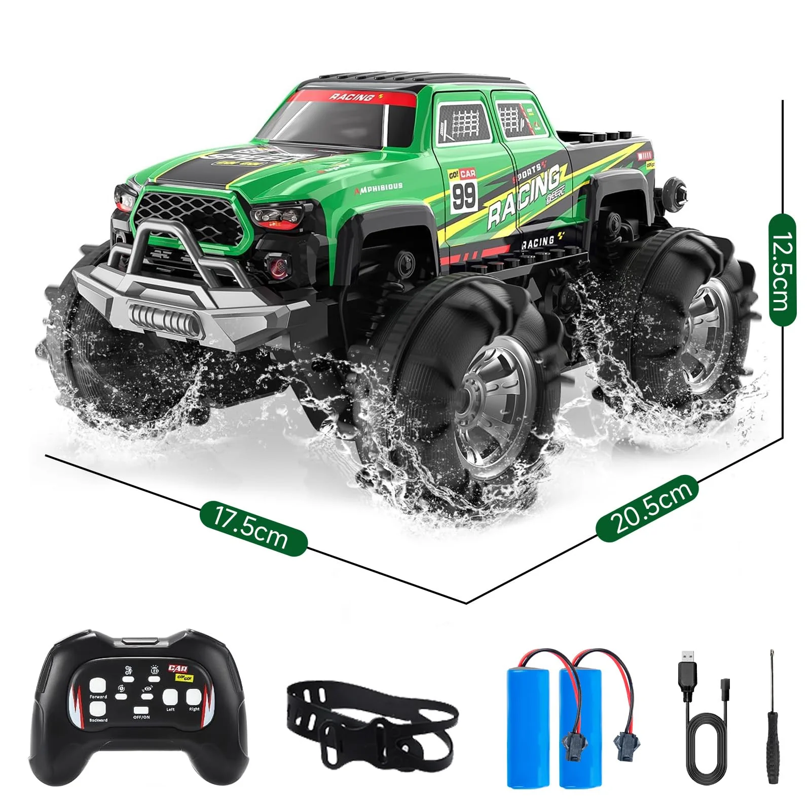 Gaeymy Amphibisches Ferngesteuertes Auto, 1:18 RC Auto Wasserdicht mit Gestensensor und LED Licht, 2,4 GHZ 4WD 360° Drift für Kinder - Image 7