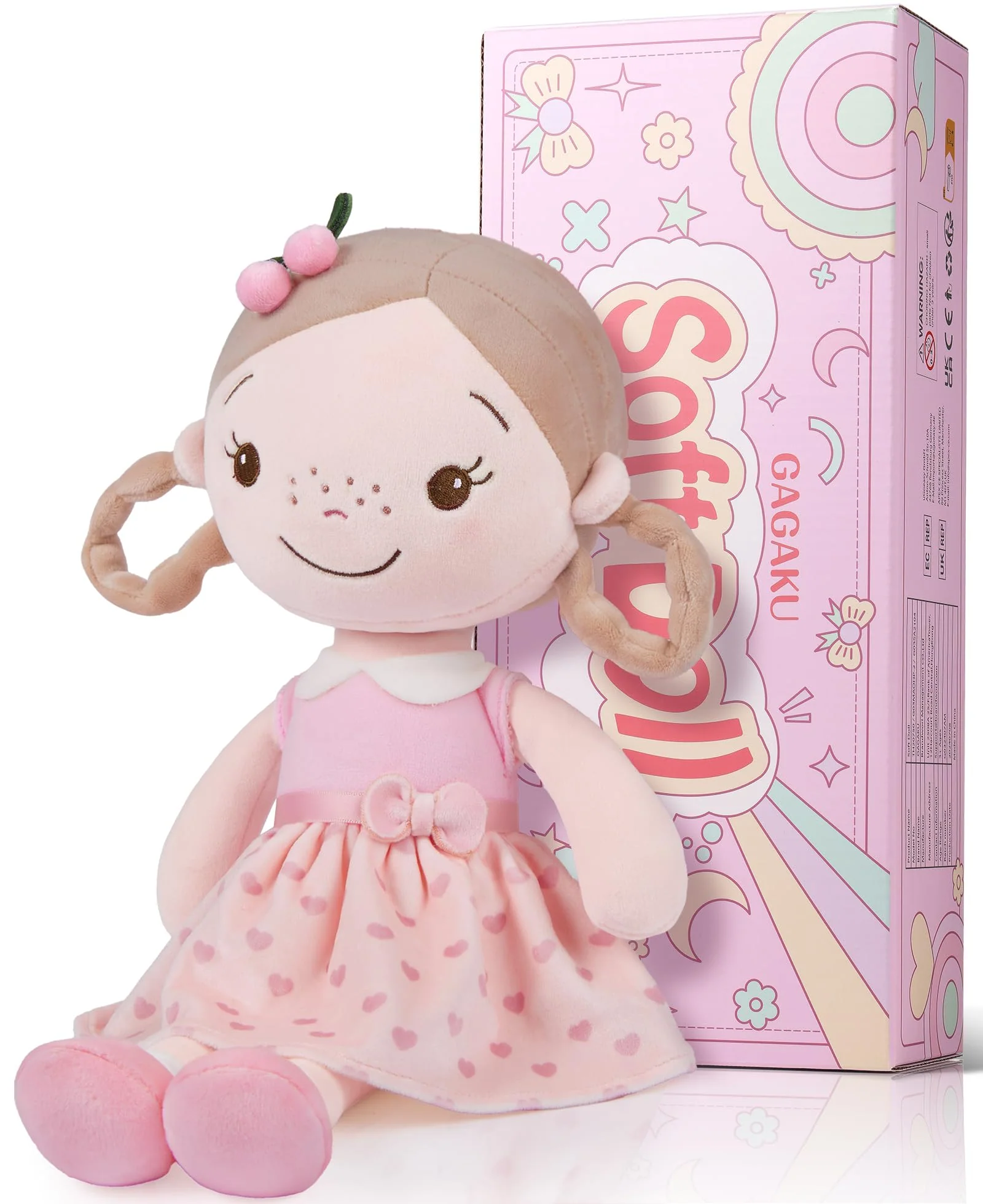 GAGAKU 40 cm Weiche Stoffpuppe, Schutzengelpuppen, Taufgeschenk für Baby Mädchen, Kuscheltier, Glücksbringer für Kinder von 3-5 Jahren (40cm Kirschmädchen) - Image 2