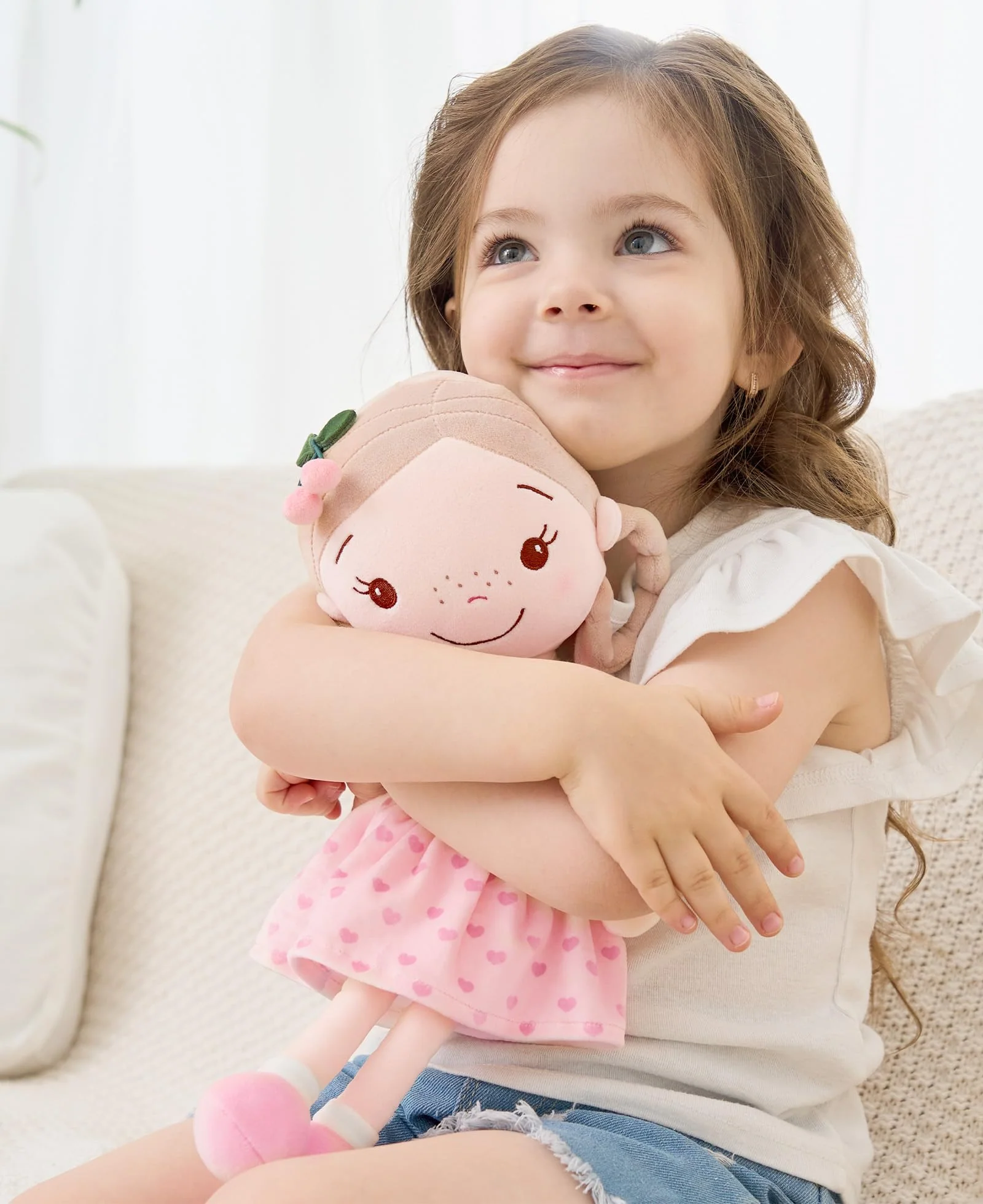 GAGAKU 40 cm Weiche Stoffpuppe, Schutzengelpuppen, Taufgeschenk für Baby Mädchen, Kuscheltier, Glücksbringer für Kinder von 3-5 Jahren (40cm Kirschmädchen) - Image 5