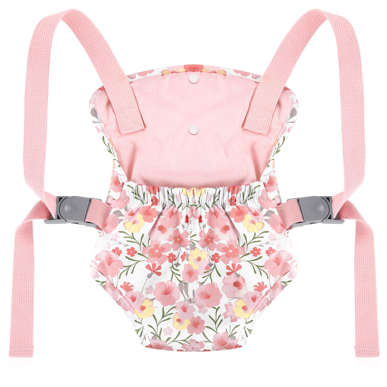 GAGAKU Puppentrage Puppen Kinder Puppenwagen ab 3 Jahre Tragetuch Baby Tragegurt Zubehör 100% Baumwolle - Rosa Hibiskusblüte - Image 4