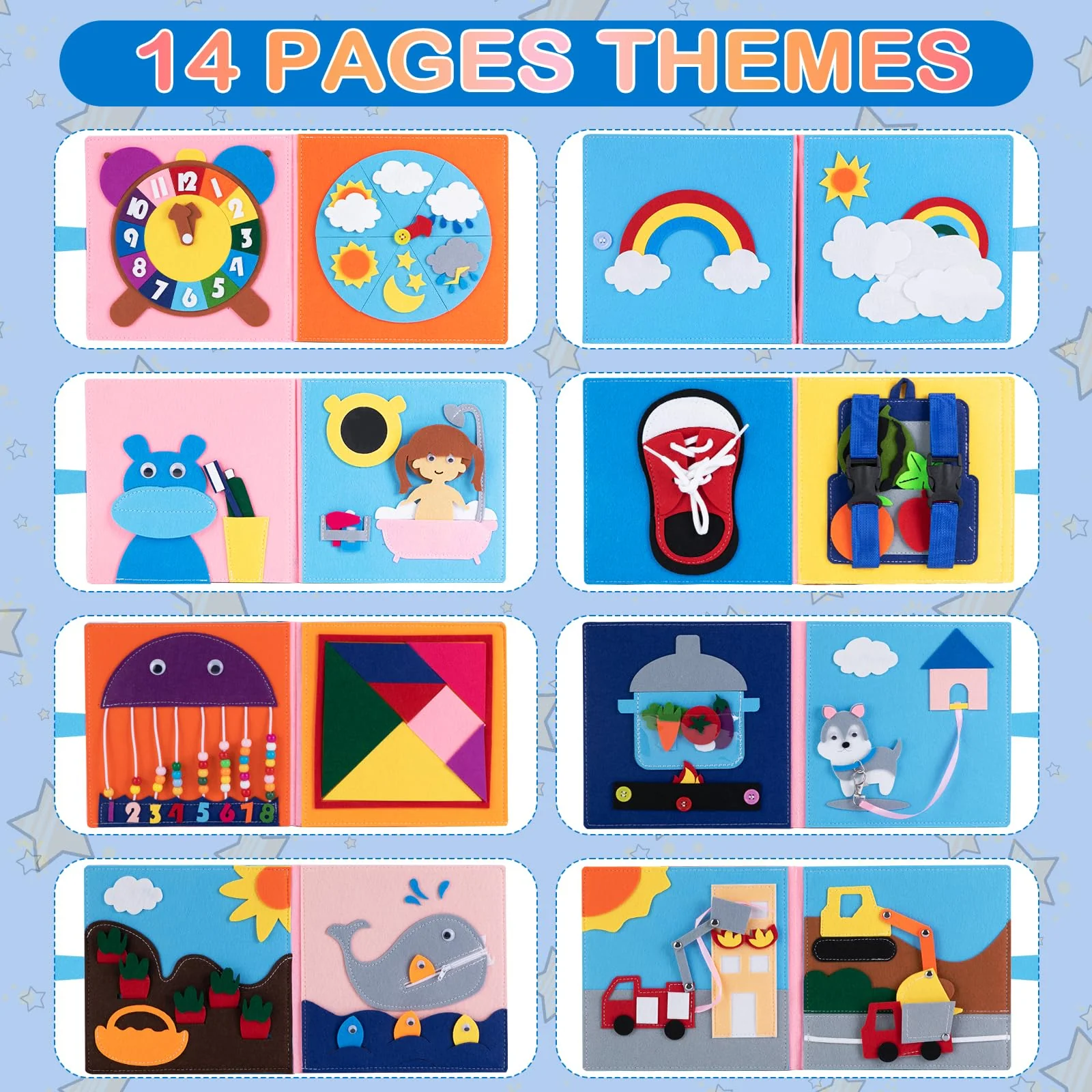 Gagotoy Quiet Book ab 1 2 Jahre, Montessori Spielzeug Activity Buch 3D Filz Sensorisches Busy Board, Weichem Stoff Früh Lernspielzeug für Baby Kleinkinder ab 1 2 3 Jahre - Image 8