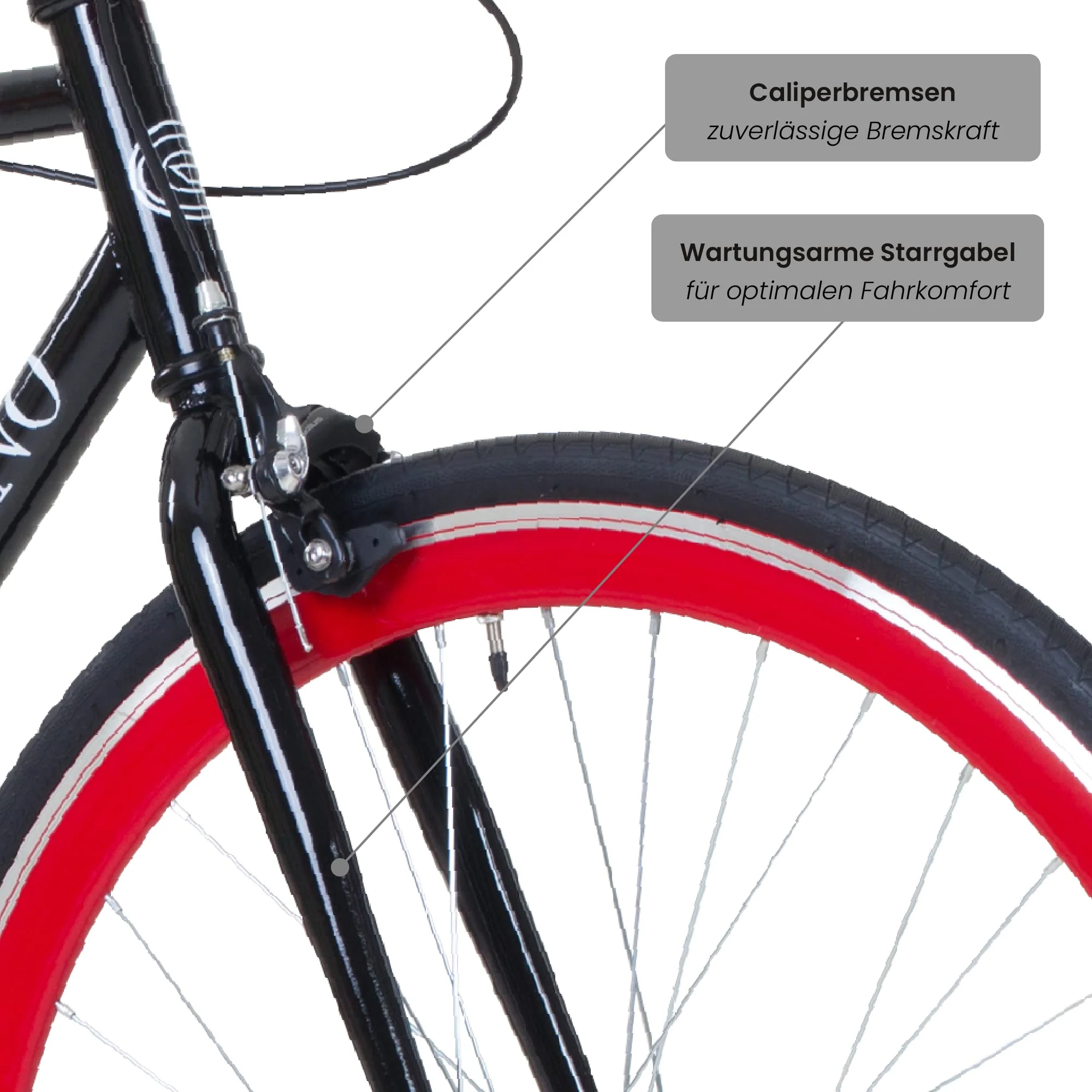 Galano 700C 28 Zoll Fixie Singlespeed Bike Blade 5 Farben zur Auswahl, Rahmengrösse:56 cm, Farbe:schwarz/rot - Image 3