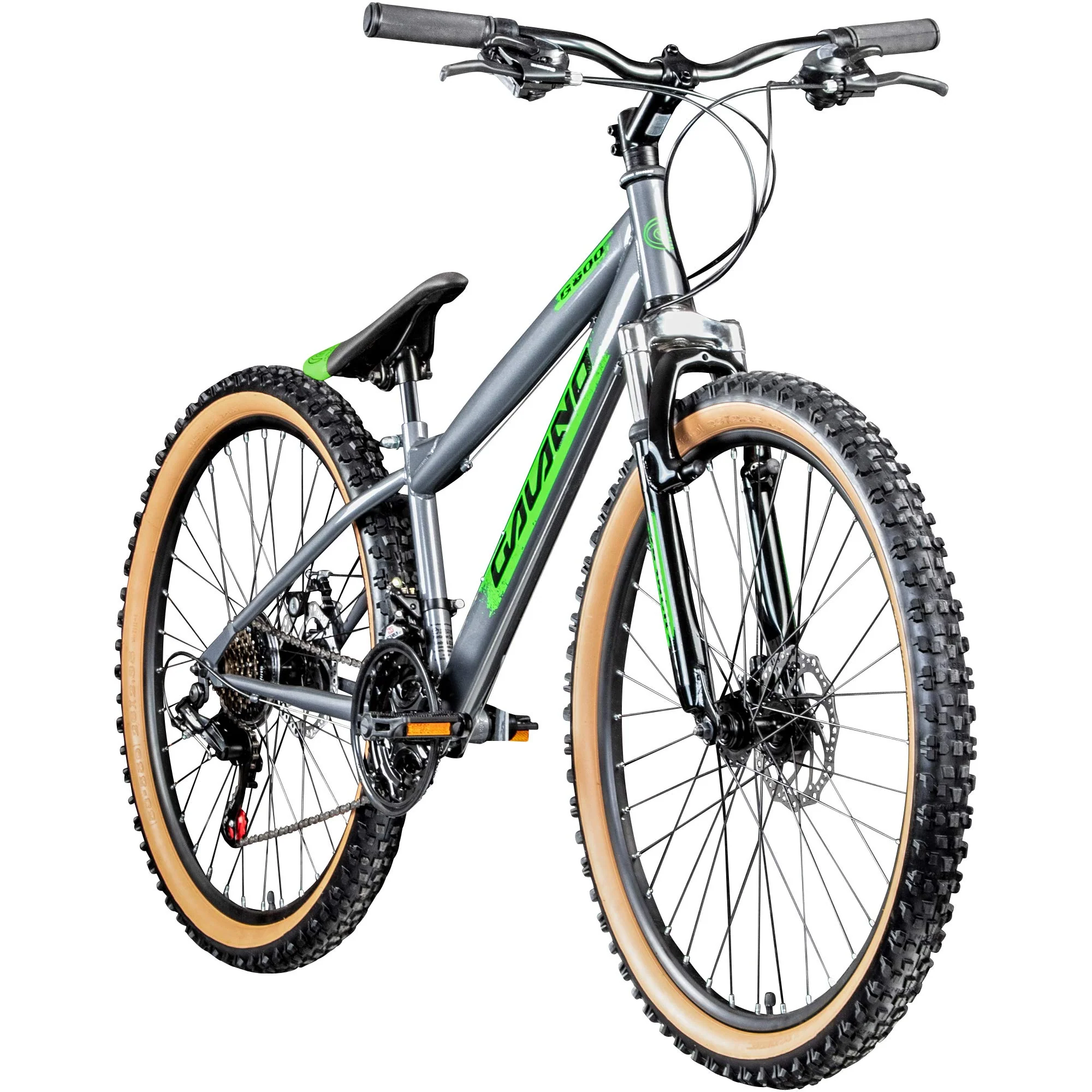 Galano Dirtbike 26 Zoll MTB G600 Mountainbike Fahrrad 18 Gang Dirt Bike Rad (grau/grün, 33 cm) - Image 2