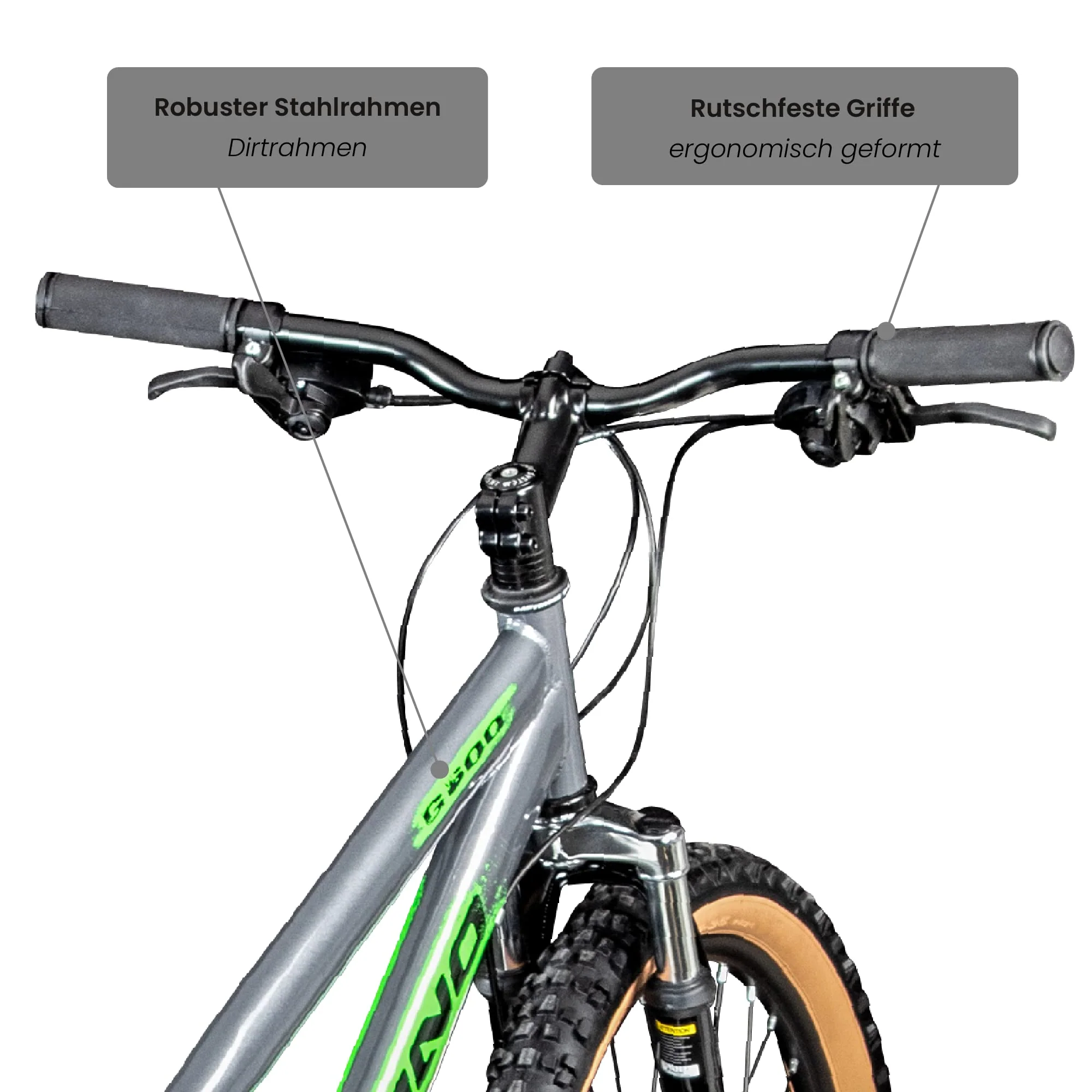 Galano Dirtbike 26 Zoll MTB G600 Mountainbike Fahrrad 18 Gang Dirt Bike Rad (grau/grün, 33 cm) - Image 3