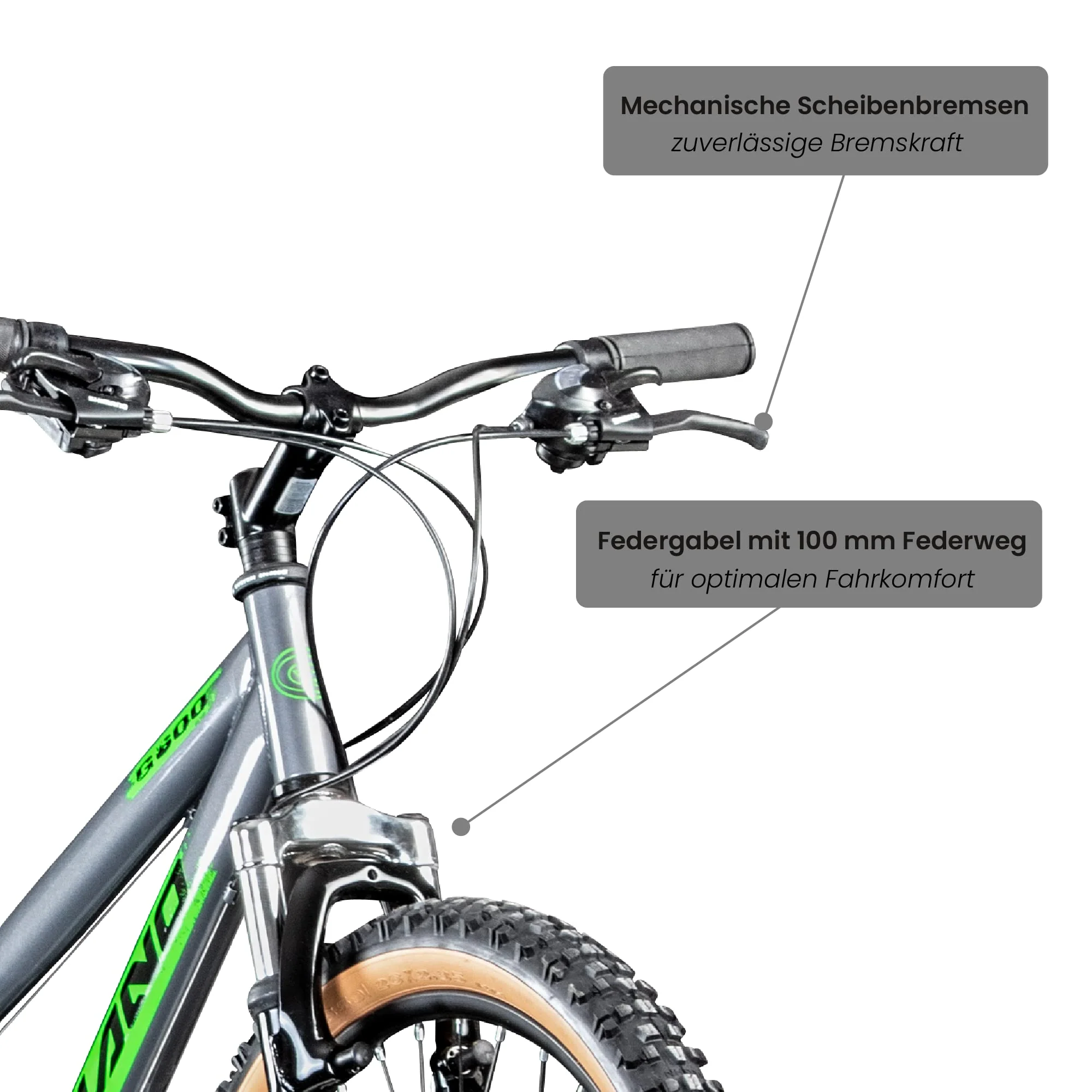Galano Dirtbike 26 Zoll MTB G600 Mountainbike Fahrrad 18 Gang Dirt Bike Rad (grau/grün, 33 cm) - Image 5