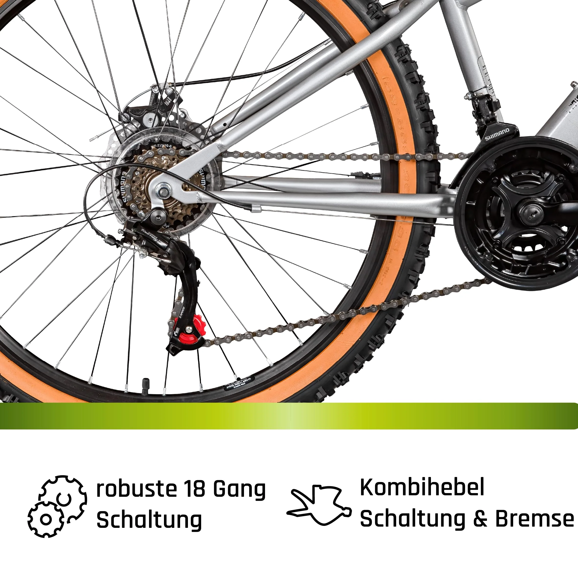 Galano G600 MTB Dirt Bike 26 Zoll für Erwachsene und Jugendliche ab 145 cm Mountainbike mit Federgabel Crossbike 18 Gang Kettenschaltung (raw, 33 cm) - Image 5