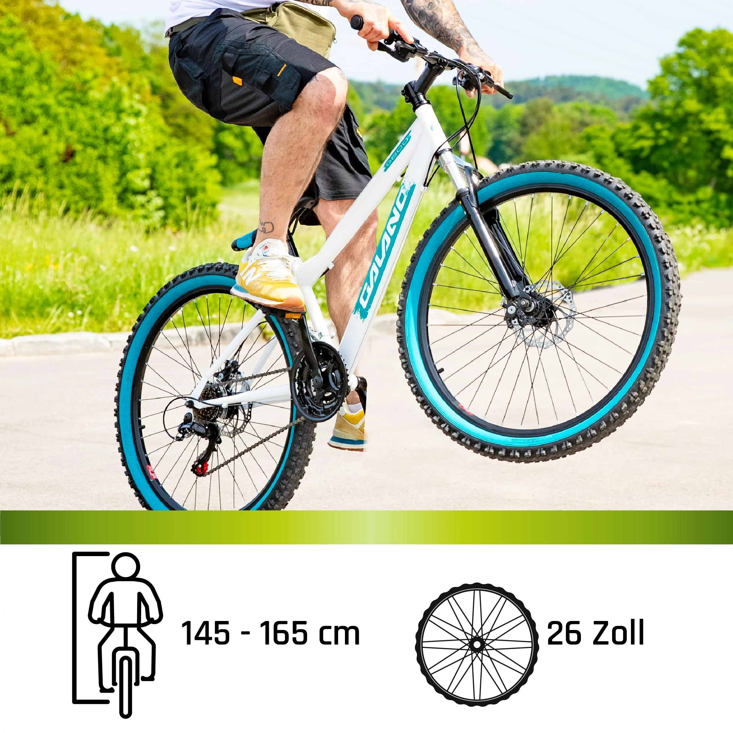 Galano G600 MTB Dirt Bike 26 Zoll für Erwachsene und Jugendliche ab 145 cm Mountainbike mit Federgabel Crossbike 18 Gang Kettenschaltung (raw, 33 cm) - Image 7