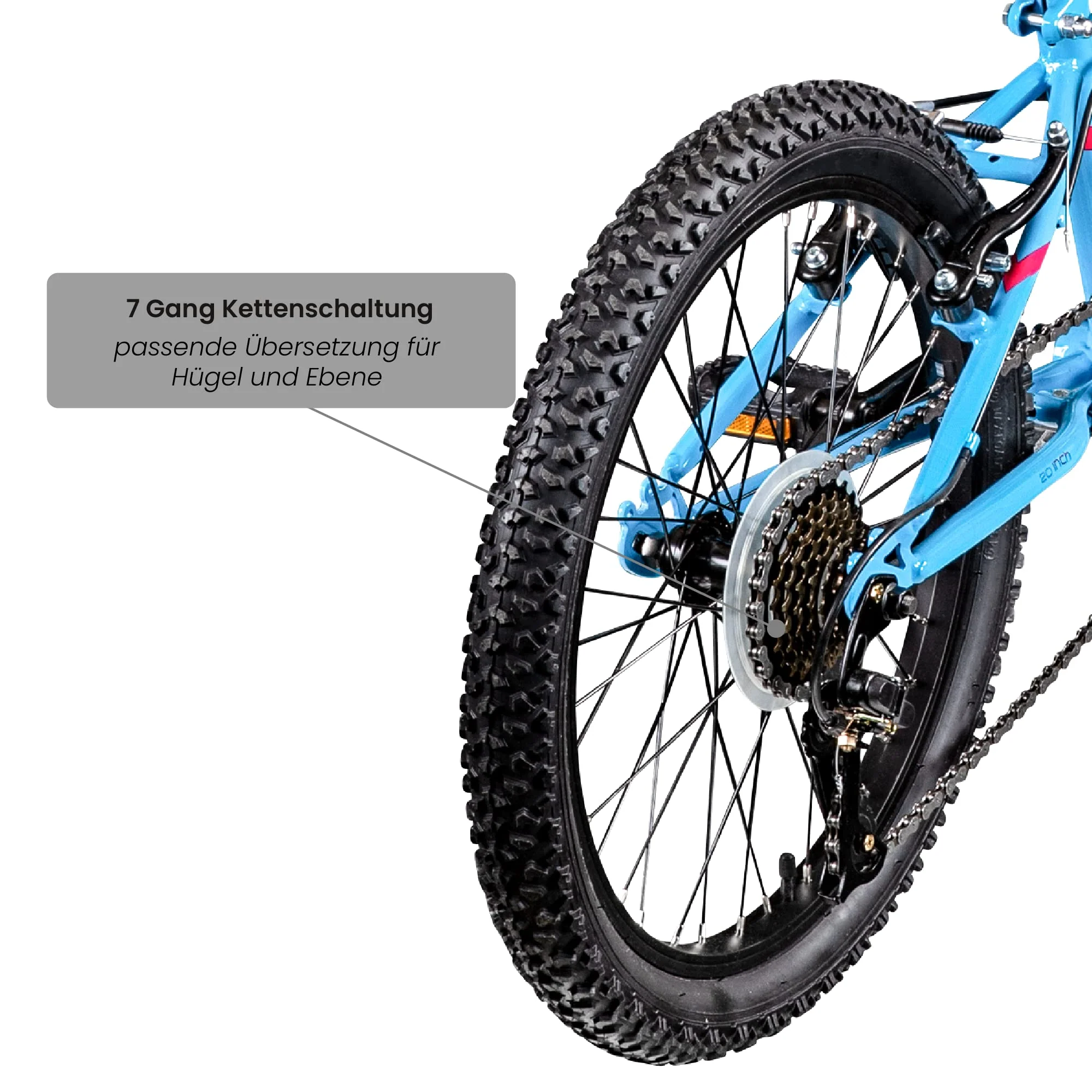 Galano GA20 Kinder Fahrrad ab 120-135cm oder 6 Jahre 7 Gang Mountainbike 20 Zoll für Mädchen oder Jungen Kinderfahrrad Hardtail MTB vorne gefedert, leicht (blau, 26 cm) - Image 5