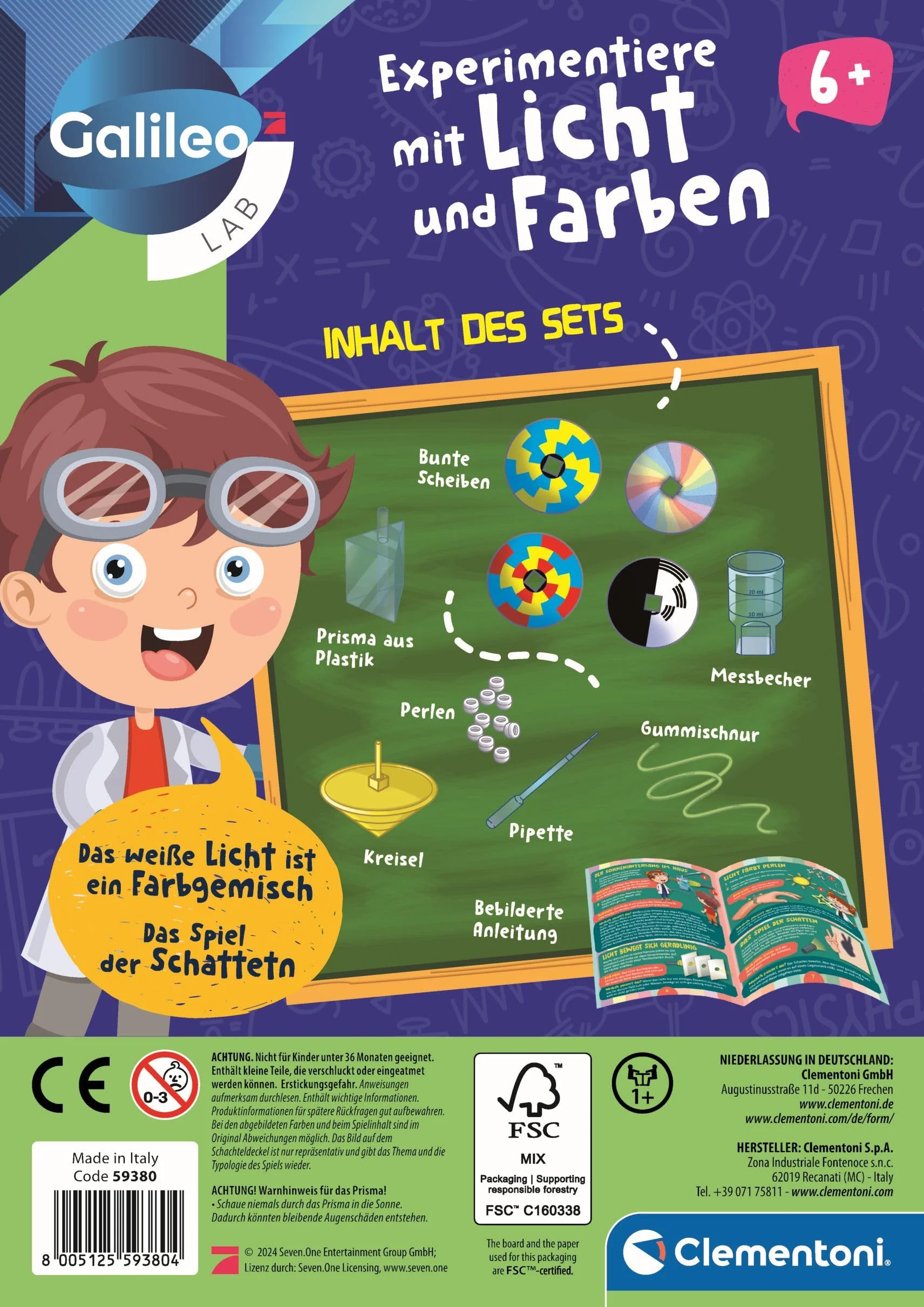 Galileo Lab Experimentiere mit Licht und Farben - Kinder Wissenschaft Set - Experimentierkasten für Kinder ab 5 Jahren von Clementoni 59380 - Image 4