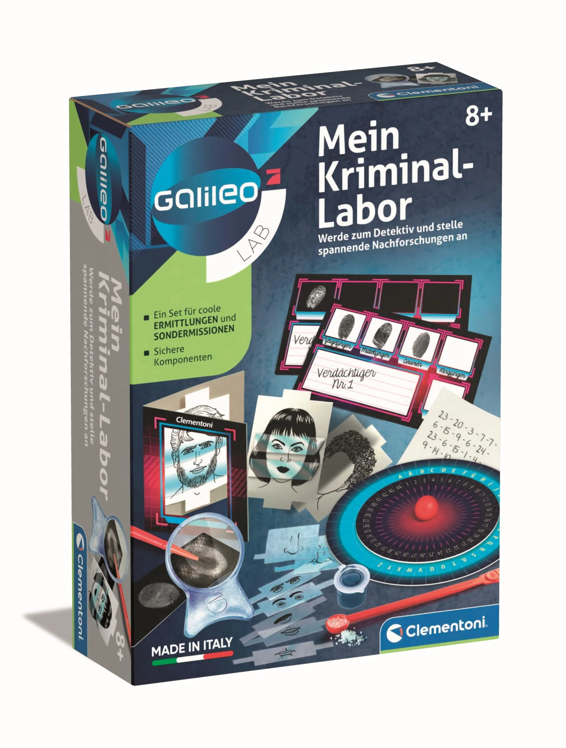 Galileo Lab Mein Kriminal-Labor - Detektiv-Set für Kinder ab 8 Jahren - Ausrüstung für Junge Detektive, Ermittler & Agenten - 59321 von Clementoni
