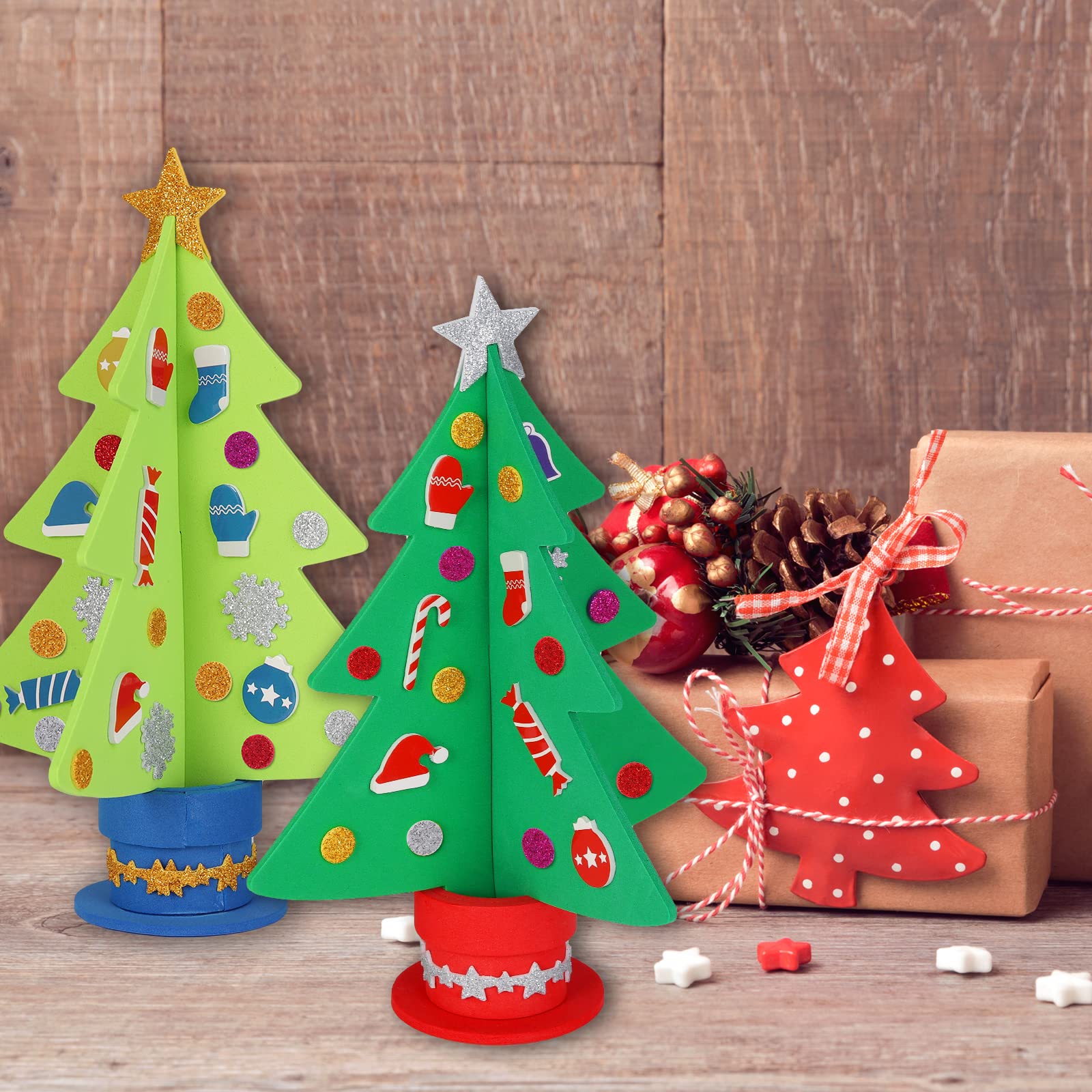 Gallop Chic Weihnachtsbaum Bastelset, Weihnachtsdeko Basteln Kinder, 6 Stück Weihnachts Bastelsets, Moosgummi Weihnachtsbasteln set deko für Winter - Image 3