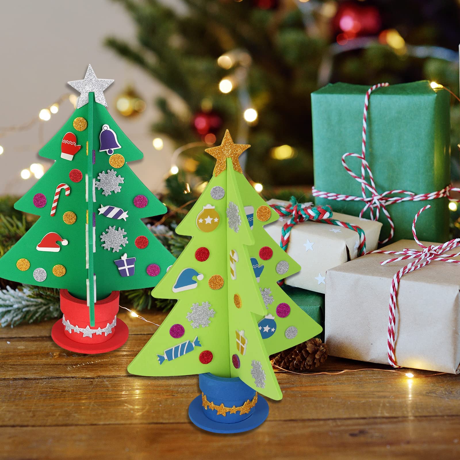 Gallop Chic Weihnachtsbaum Bastelset, Weihnachtsdeko Basteln Kinder, 6 Stück Weihnachts Bastelsets, Moosgummi Weihnachtsbasteln set deko für Winter - Image 5