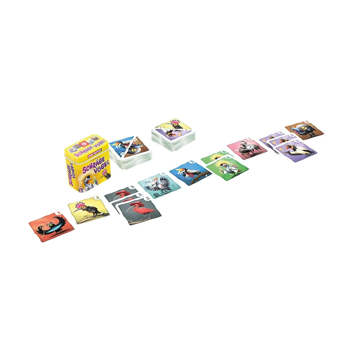 Game Factory 646091 Schräge Vögel, pfiffig-fieses Kartenspiel, Mini-Spiel in handlicher Metalldose, einfaches Reisespiel für Erwachsene und Kinder ab 8 Jahren - Image 4