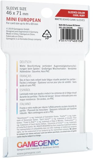 Gamegenic, Matte Mini European-Sized Sleeves, Sleeve Color Code: Ruby - Image 2