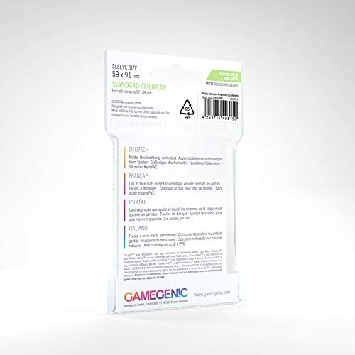 Gamegenic, Matte Standard American-Sized Sleeves, Sleeve Color Code: Green - Image 2